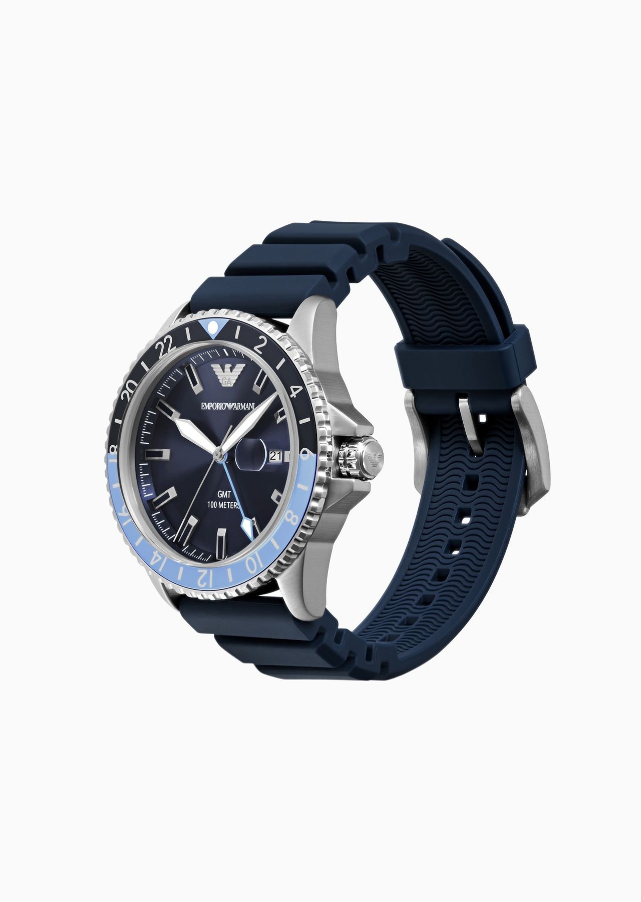 GMT Dual Time Blue Silicone Watch - 2