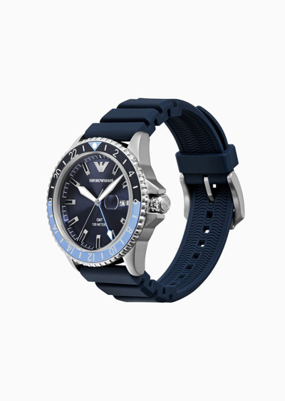 EMPORIO ARMANI GMT Dual Time Blue Silicone Watch outlook