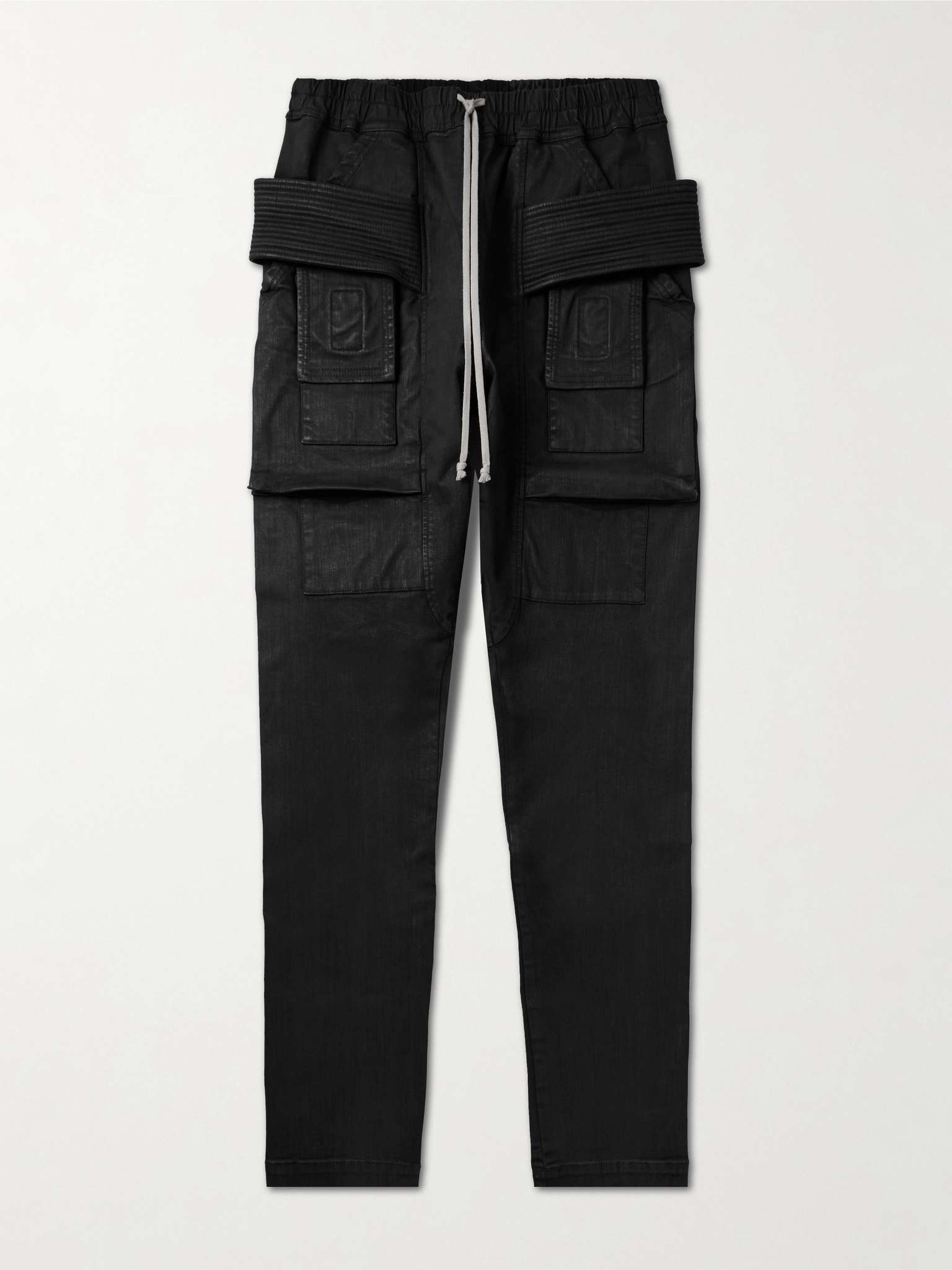 Rick Owens DRKSHDW Creatch Tapered Waxed Stretch-Denim Drawstring Cargo  Jeans | REVERSIBLE