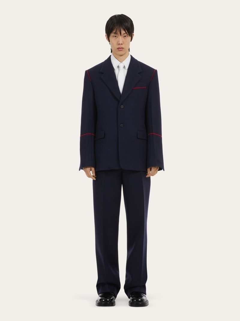 SINGLE BREASTED JACKET WITH CONTRASTING PIPING 6