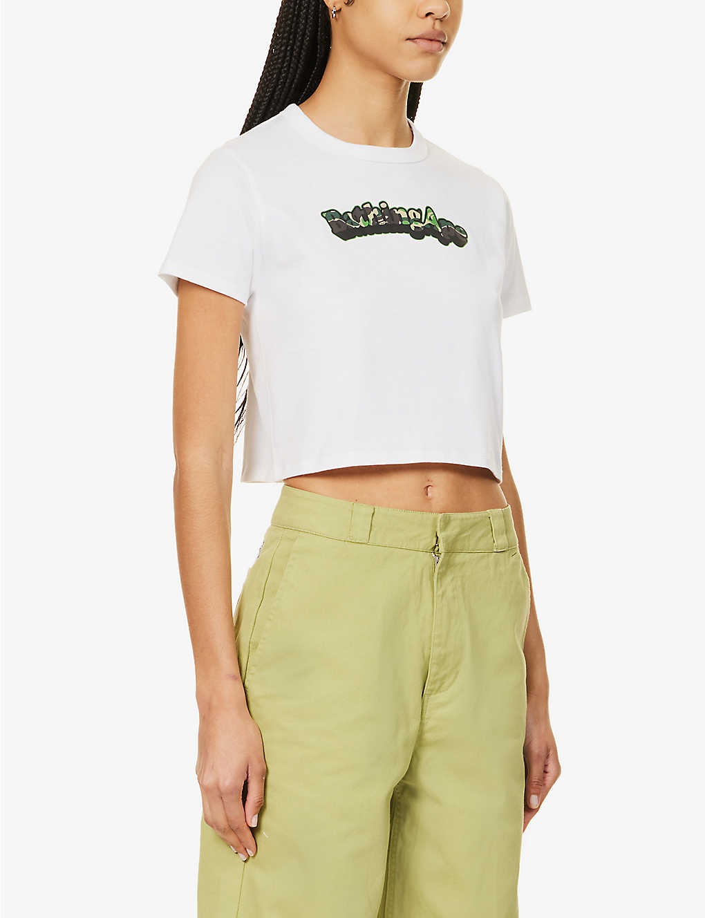 Logo-print cropped cotton-jersey T-shirt - 3