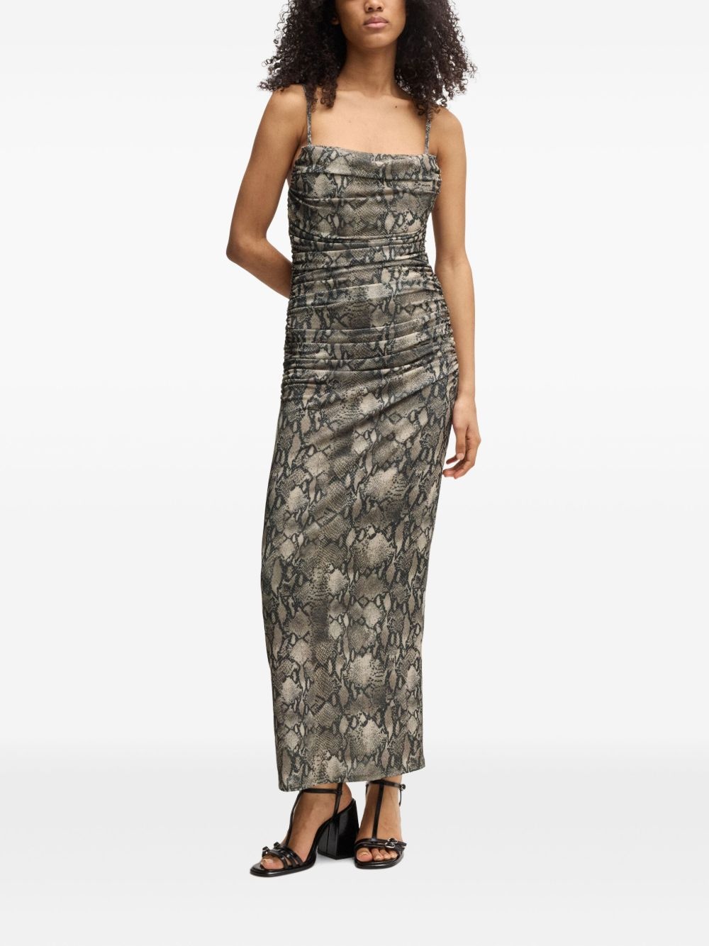 snakeskin-print dress - 3