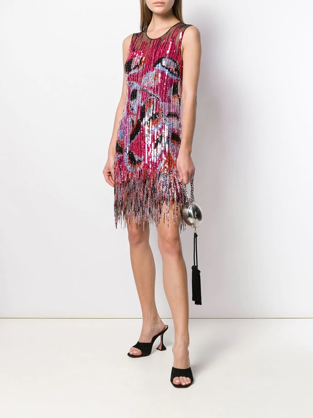 fringed sequin embellished dress - 2