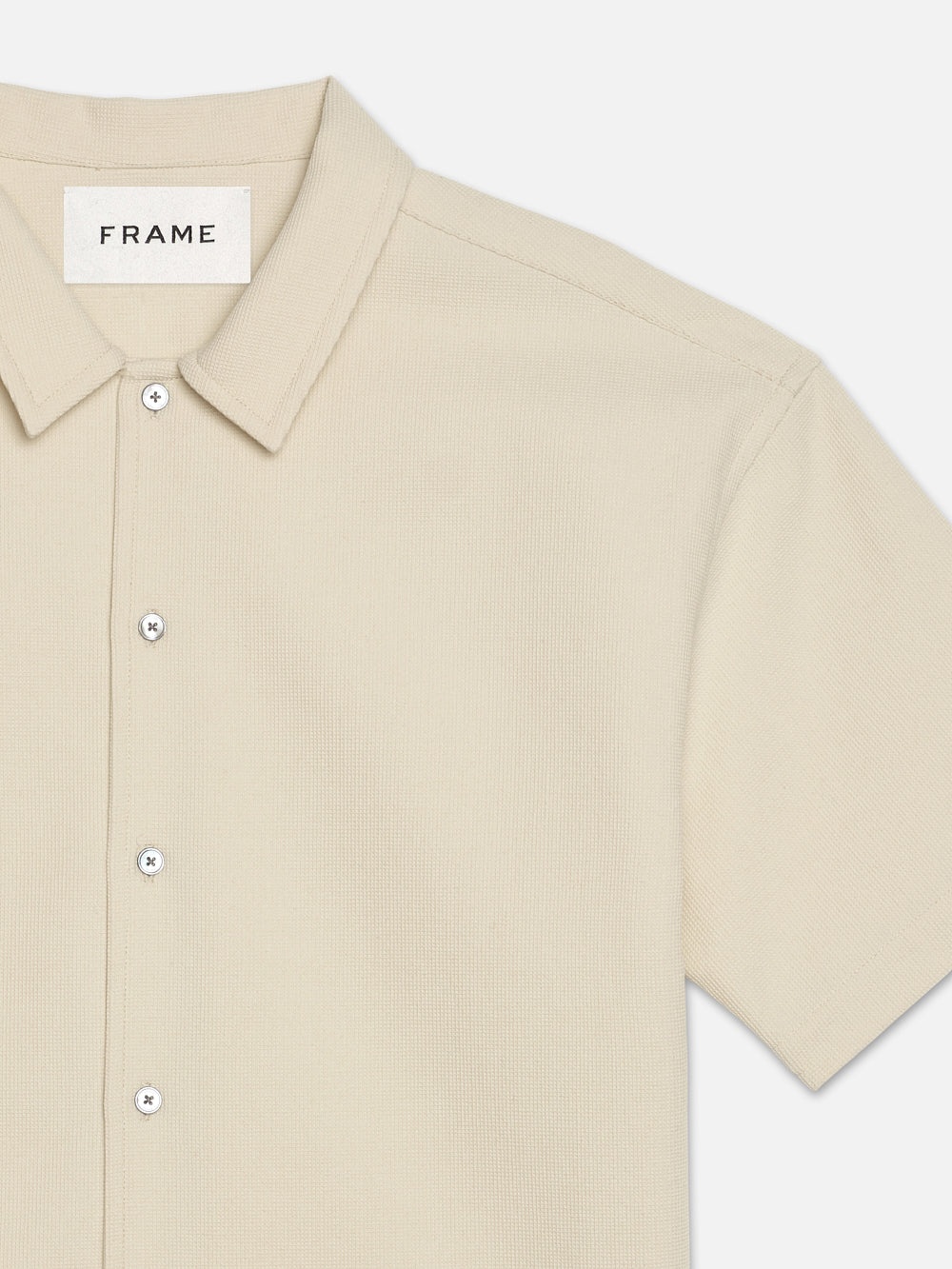 Waffle Textured Short Sleeve Shirt in Beige - 2