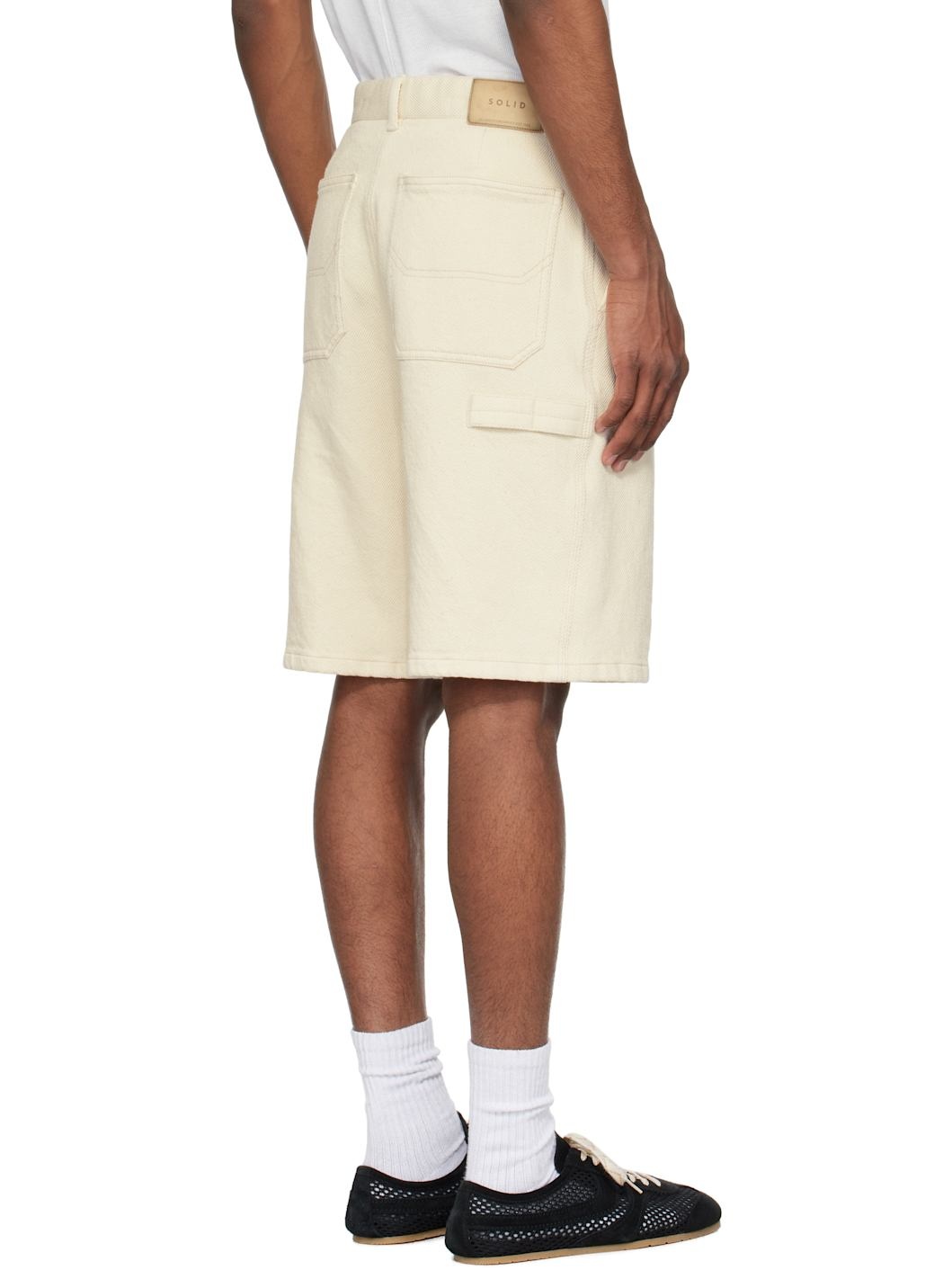 Off-White Cotton Twill Shorts - 3