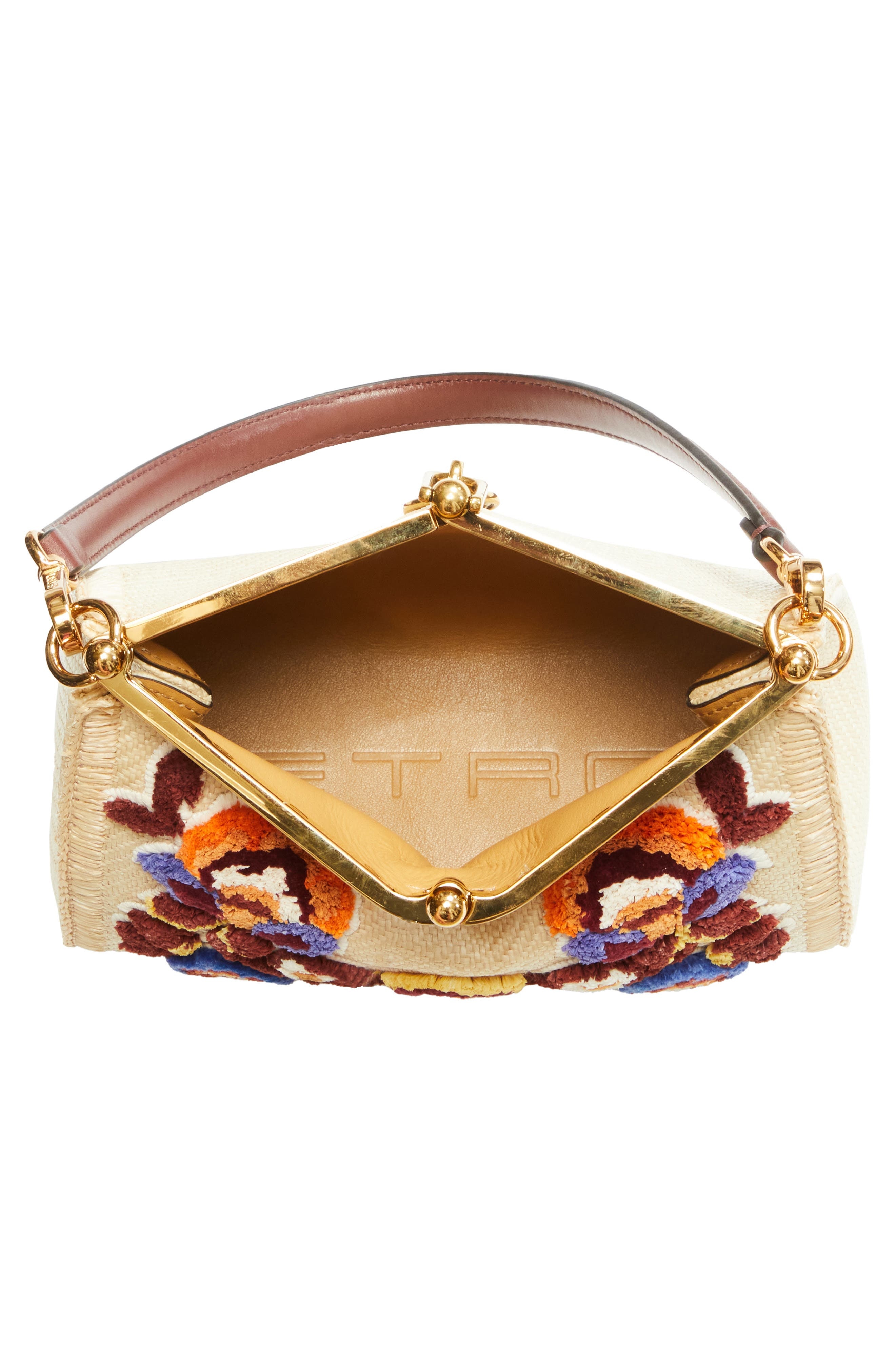 Etro Small Vela Floral Embroidered Raffia Shoulder Bag in M0121 Beige at Nordstrom - 5