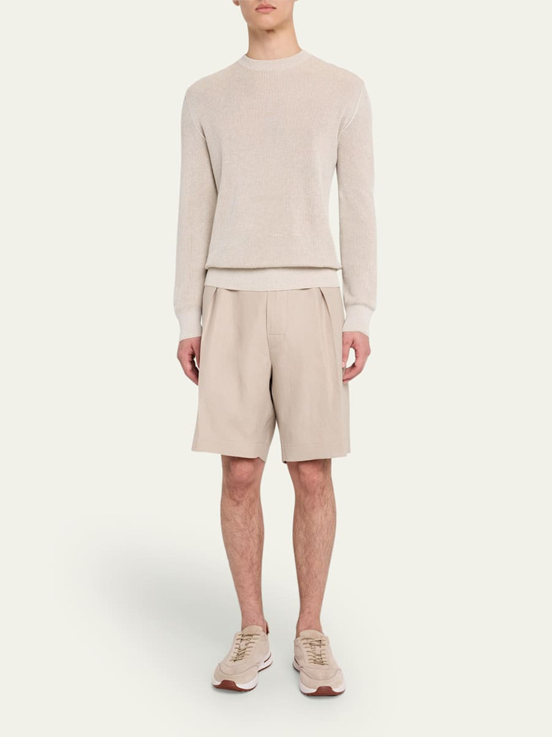 Loro Piana Men's Reinga Linen Pleated Bermuda Shorts outlook