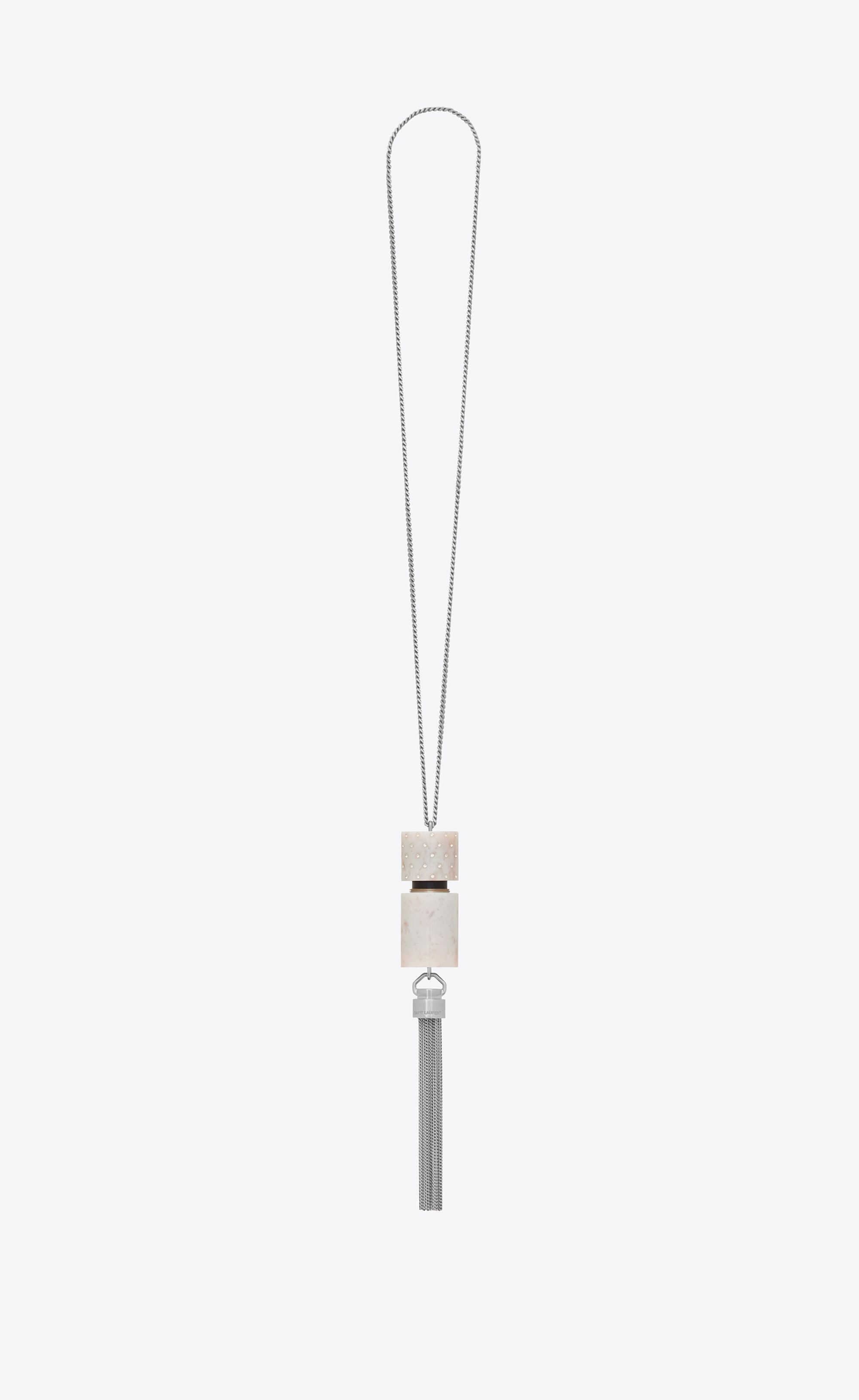 saint laurent paris angelica mini tube necklace in plexiglass and metal - 2