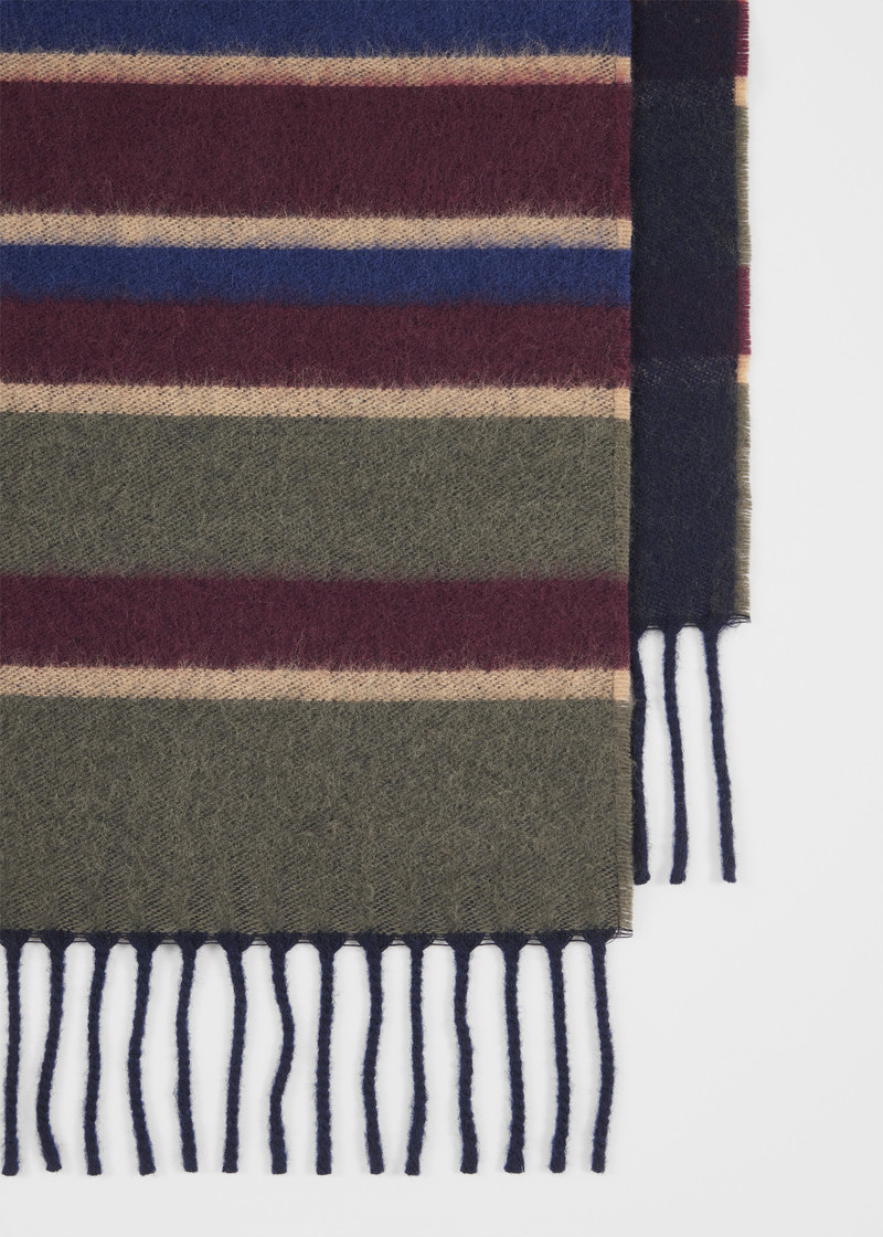 Paul Smith Burgundy Merino-Cashmere Stripe Scarf outlook