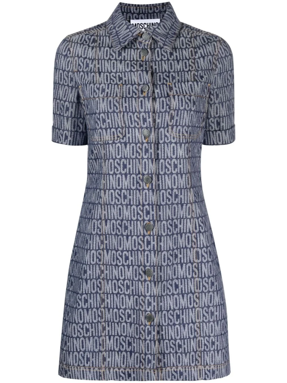 logo-jacquard denim mini dress - 1