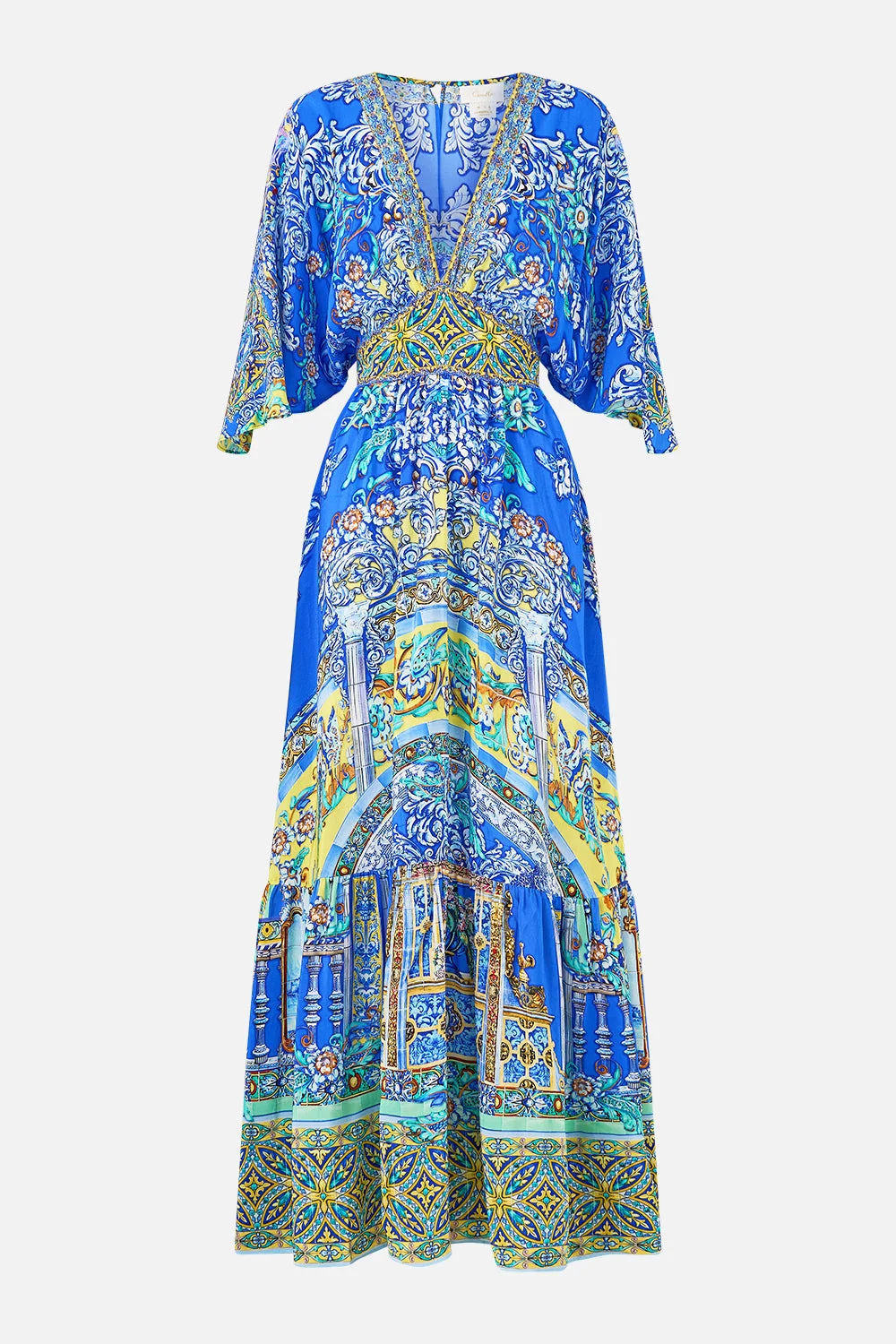 WAISTED DRESS WITH HEM RUFFLE - 1