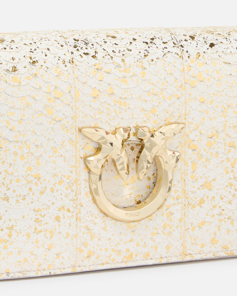 PINKO GALLERIA LOVE BAG MINI CROSSBODY BAG WITH LAMINATED REPTILE SKIN 3