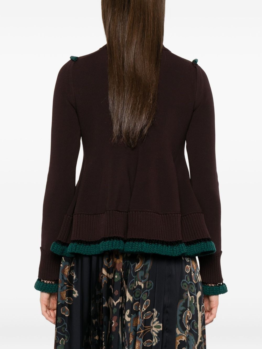 ruffled trim wool jumper - 4