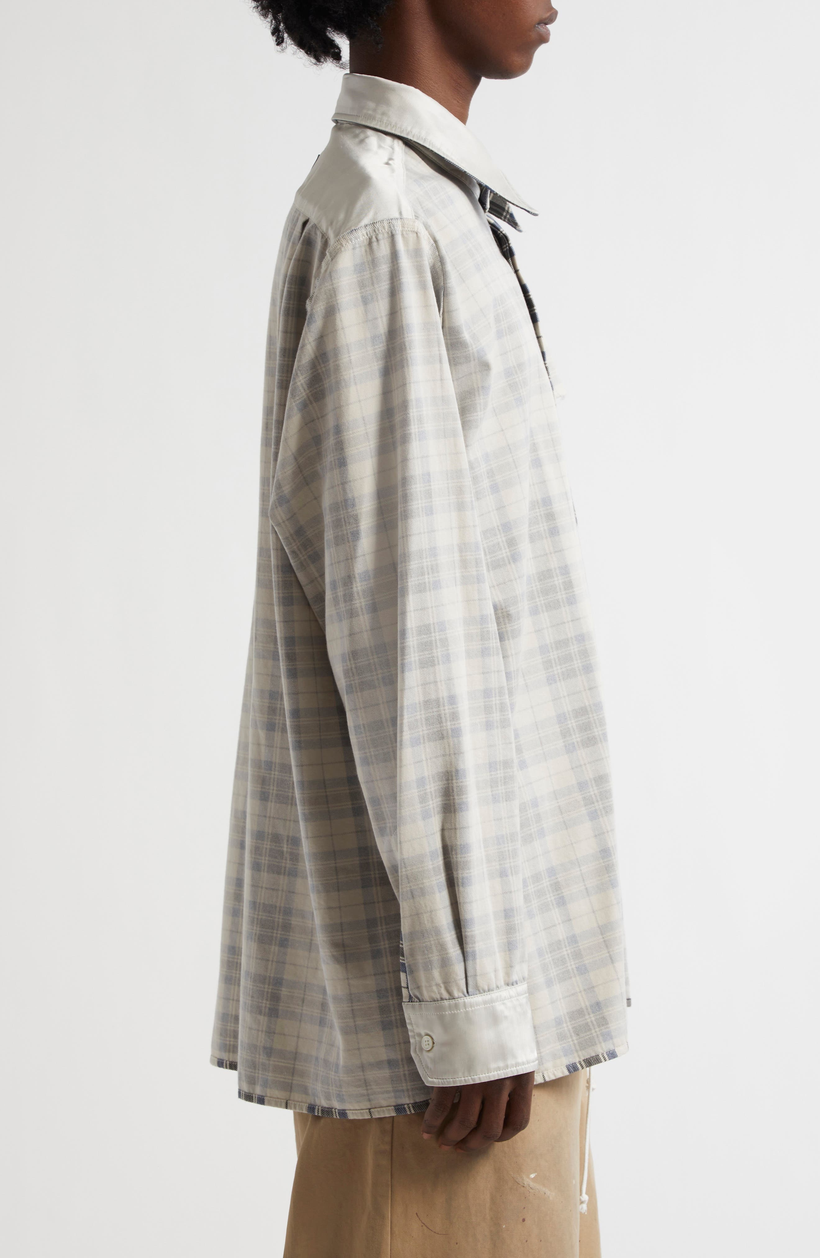 MM6 Maison Margiela Reversible Plaid Button-Up Shirt in Black/White at Nordstrom - 5
