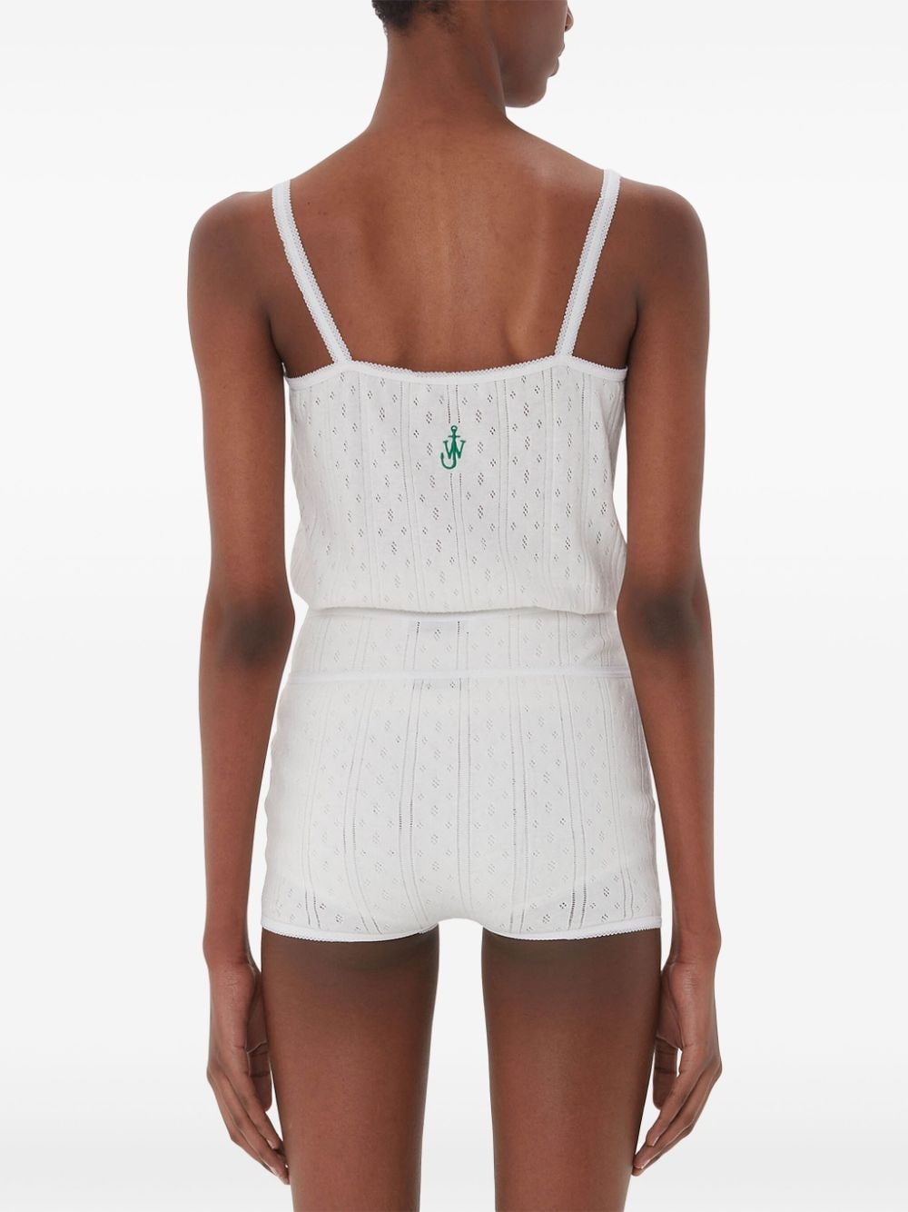 logo-embroidered pointelle top - 4