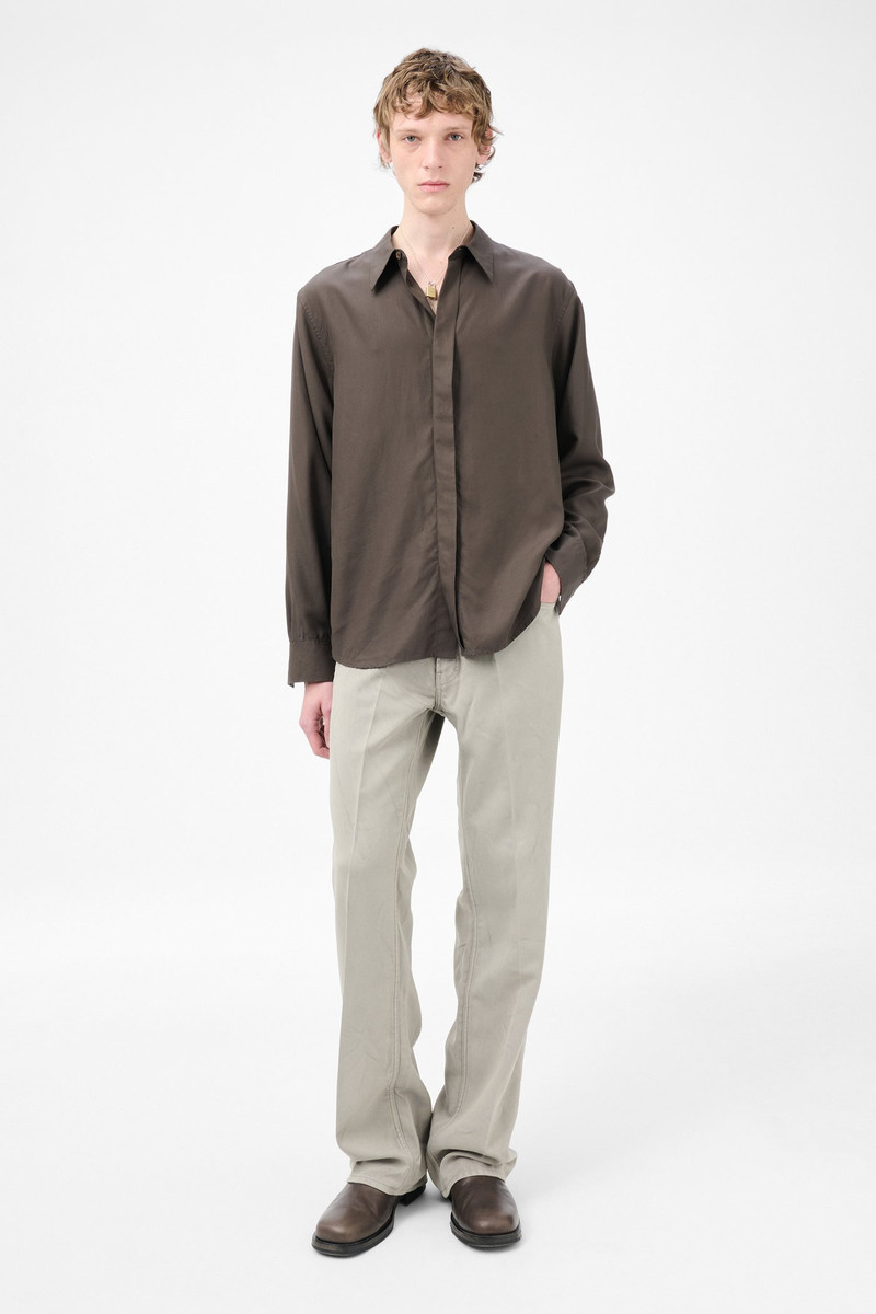 Our Legacy Evening Shirt Draping Brown Liquid Tencel outlook