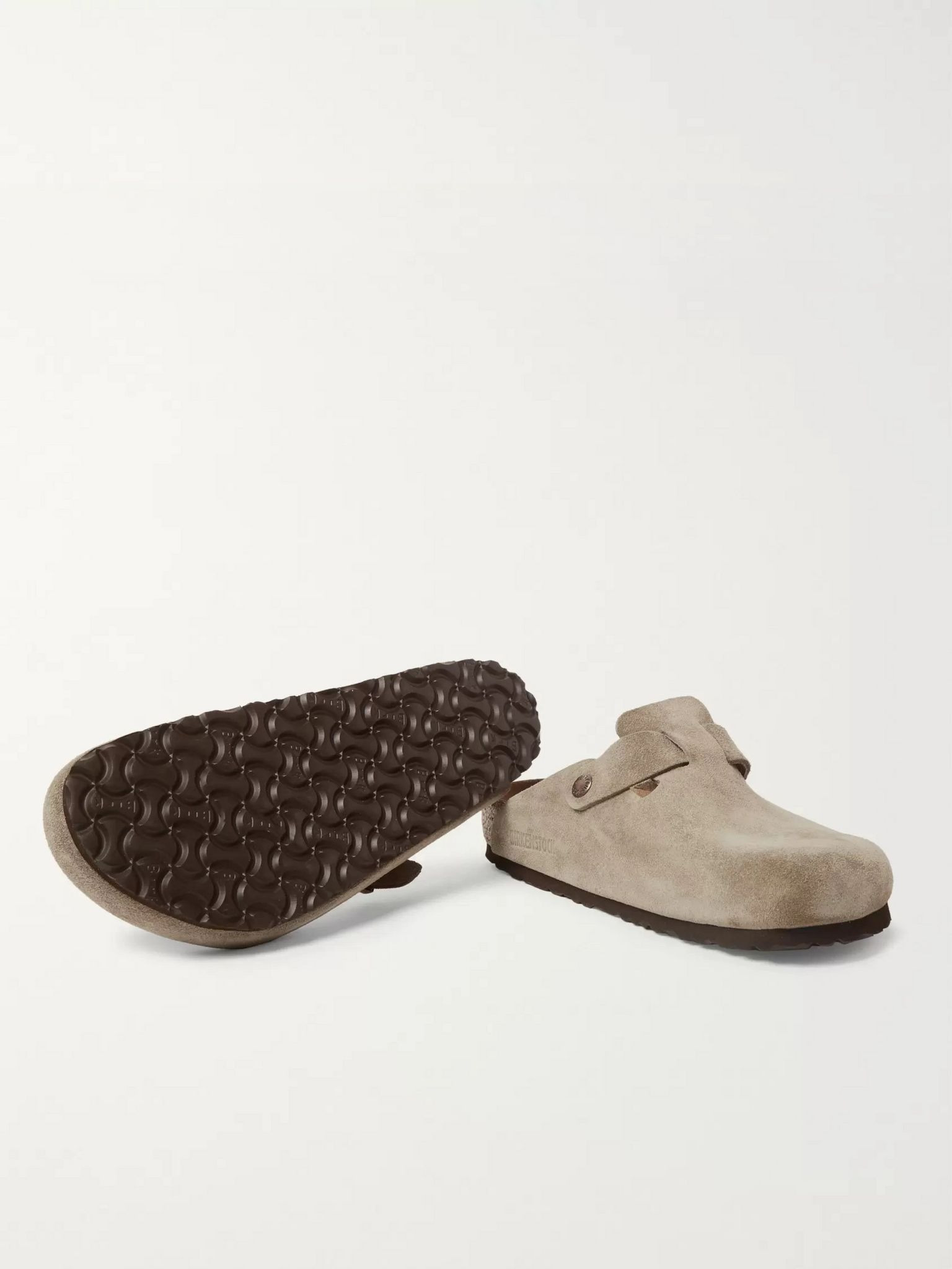 Boston Suede Clogs Taupe - 6