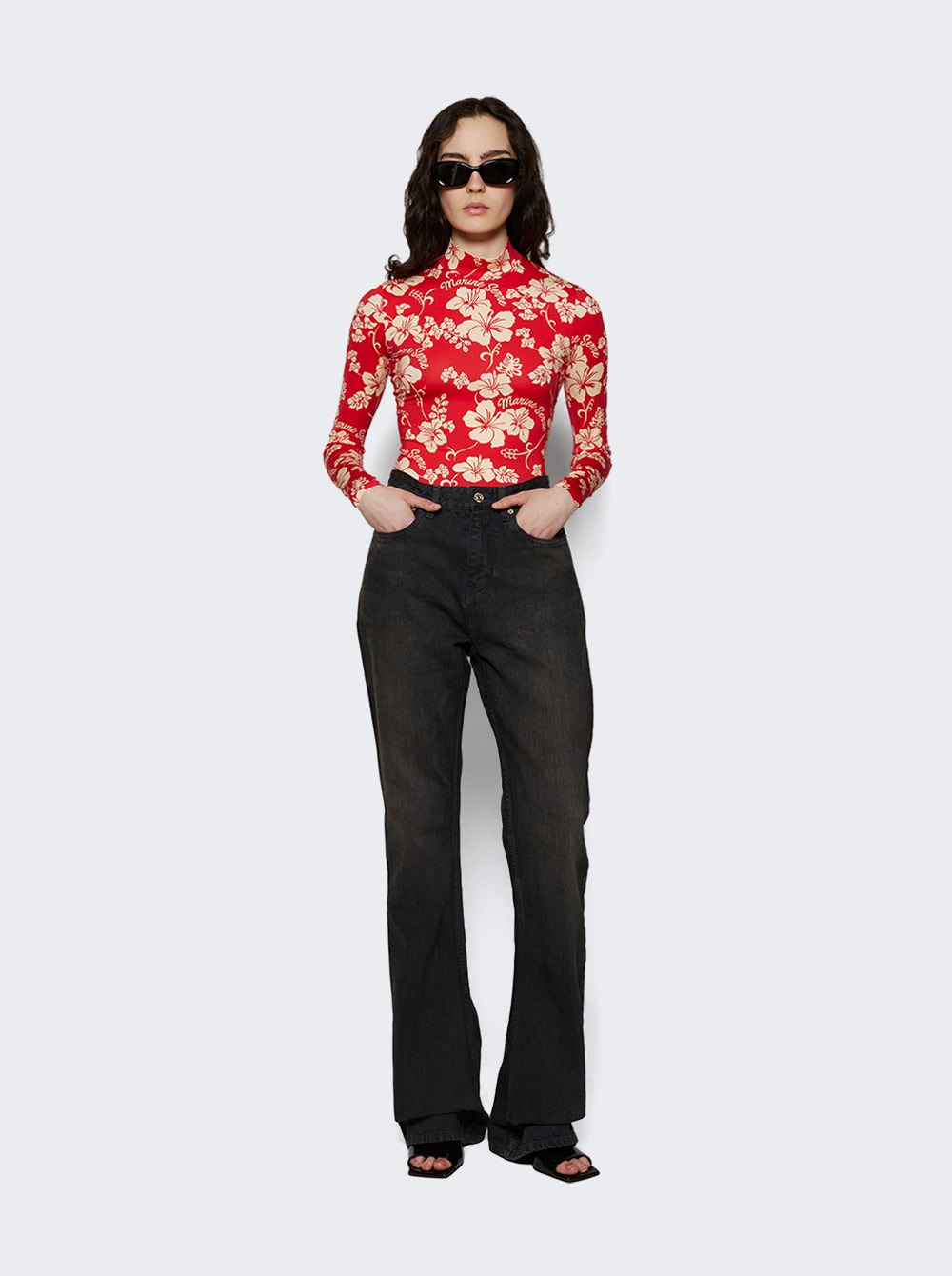 High Neck Top Red Floral - 2