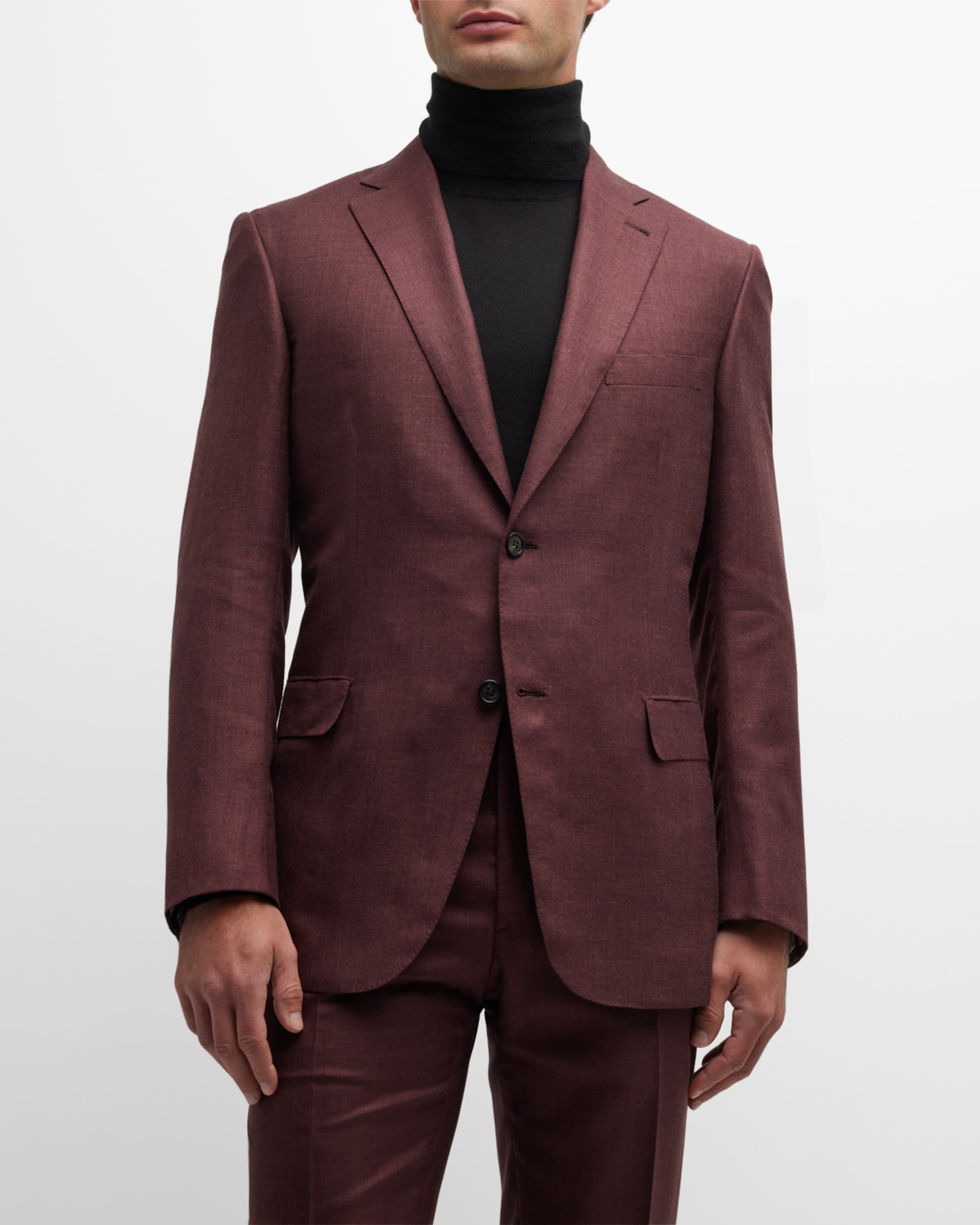 Men's Solid Silk-Blend Blazer - 1