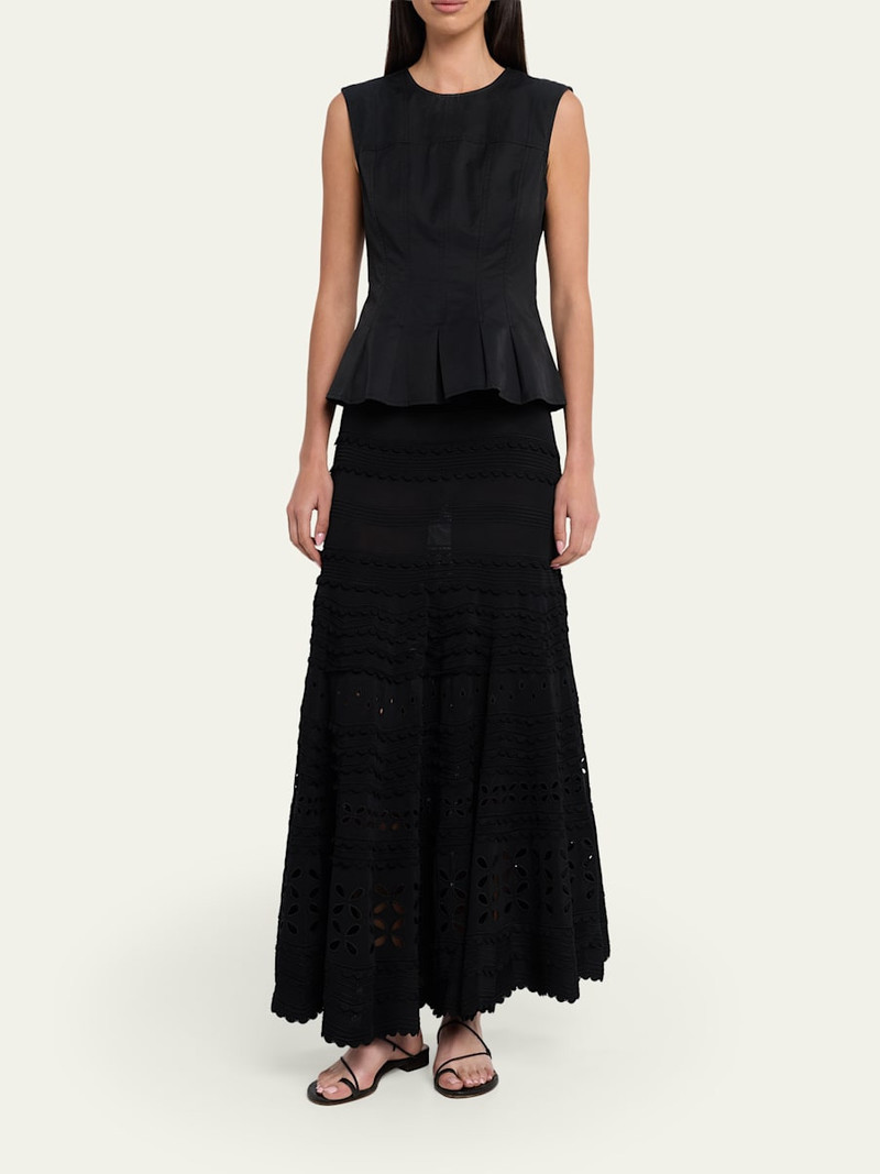 ULLA JOHNSON Annisa Eyelet Knit Maxi Skirt outlook