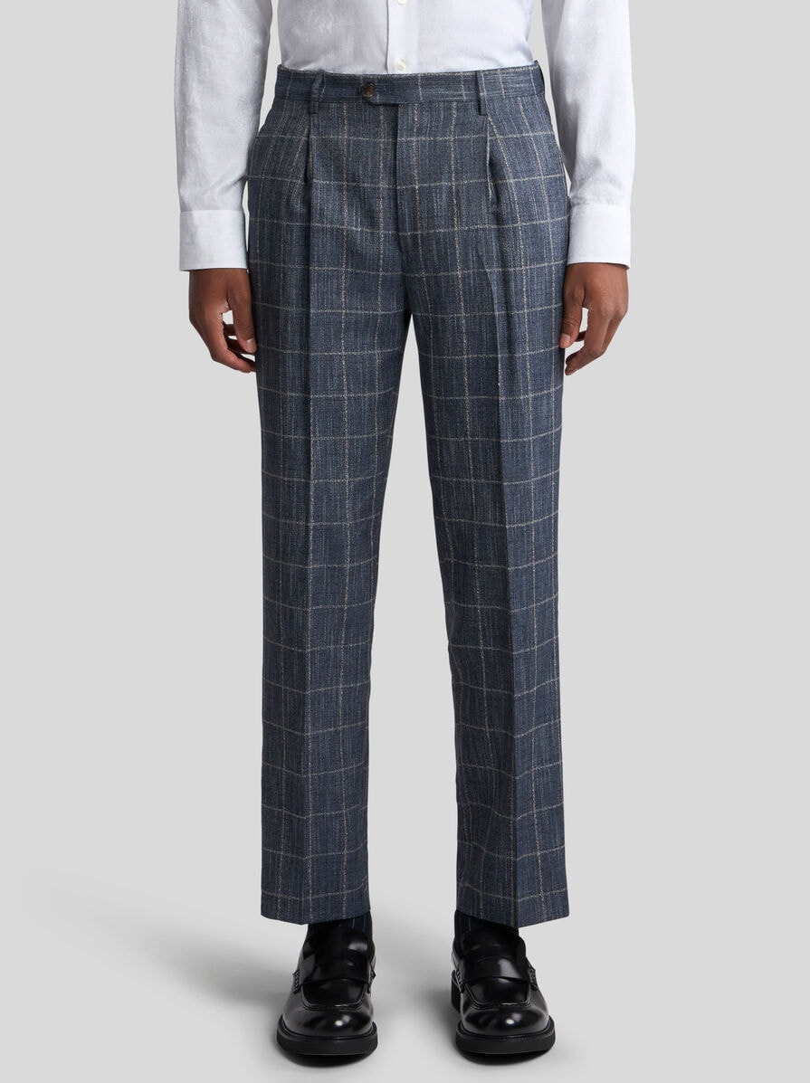 CHECKED SLUB TROUSERS - 2
