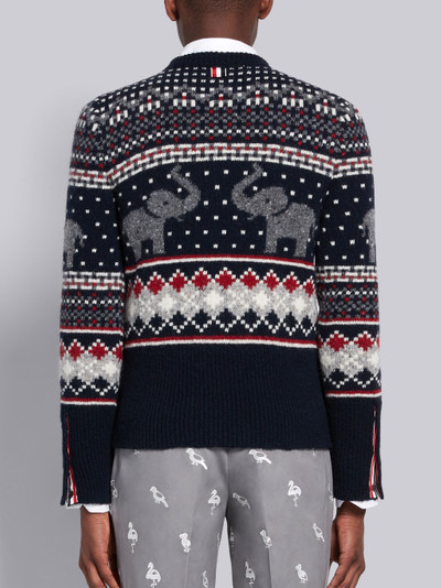 Thom Browne Tricolor Mohair Wool Elephant Icon Fair Isle Crewneck Pullover outlook