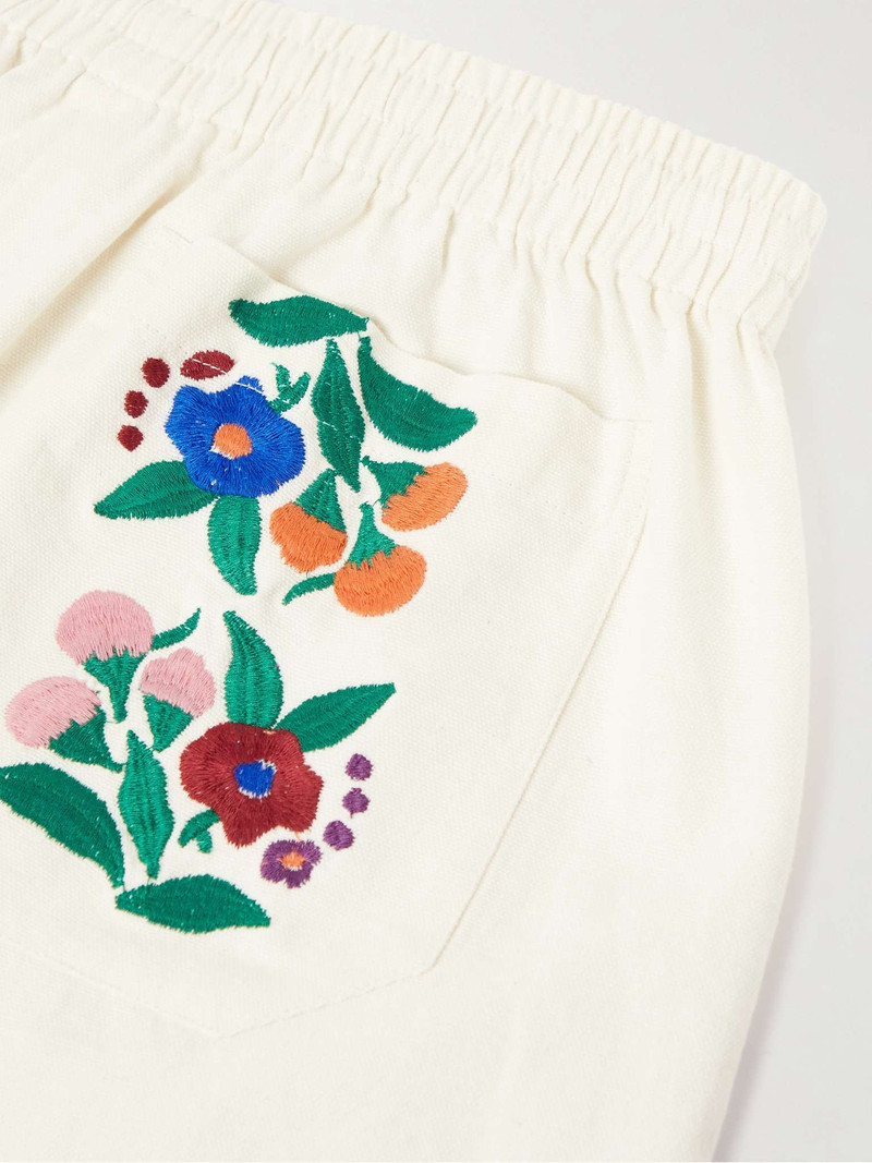 Winter Garden Straight-Leg Embroidered Cotton Shorts 5