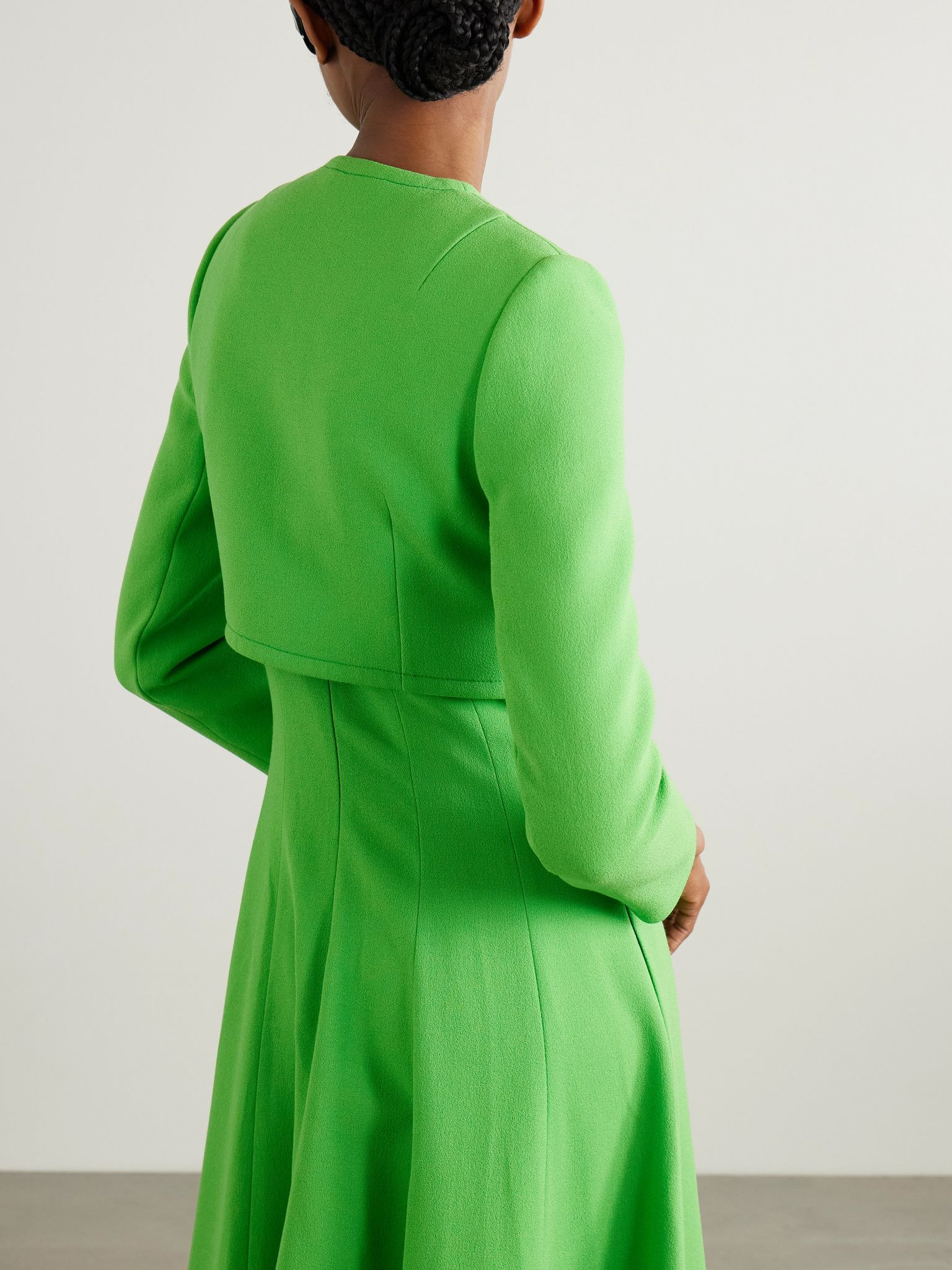 Lizette cropped wool-crepe jacket Bright green - 4