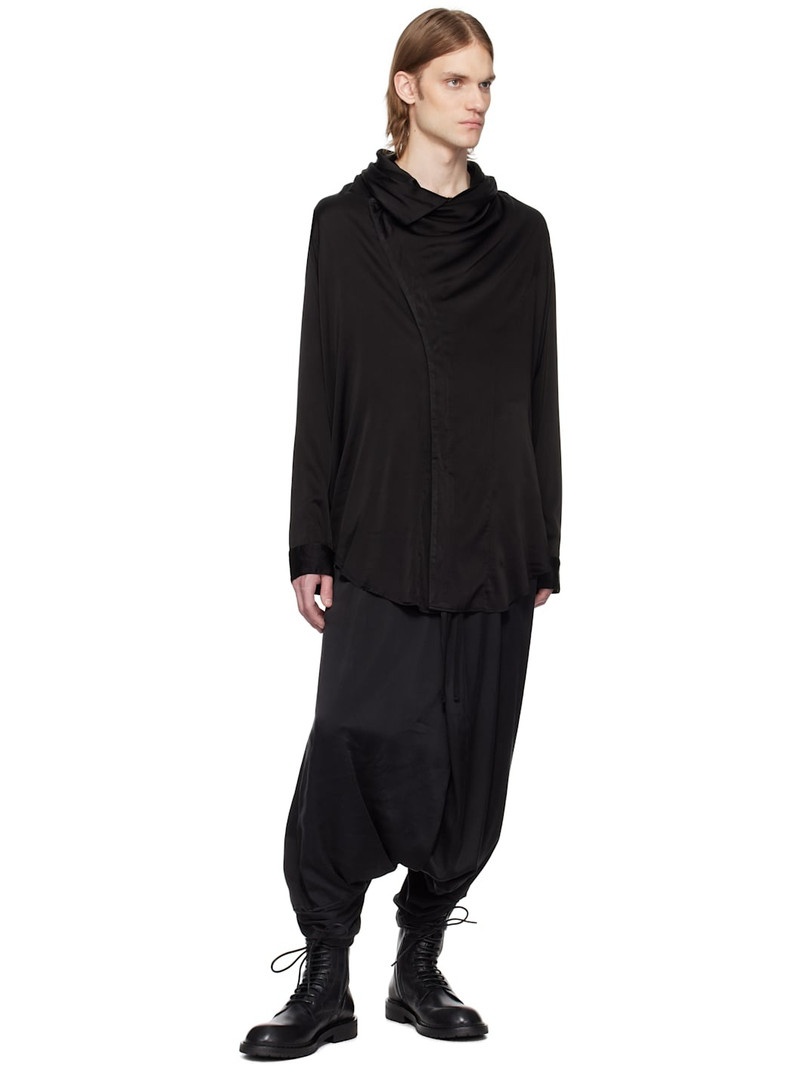Julius Black Satin Wrap-Neck Shirt outlook
