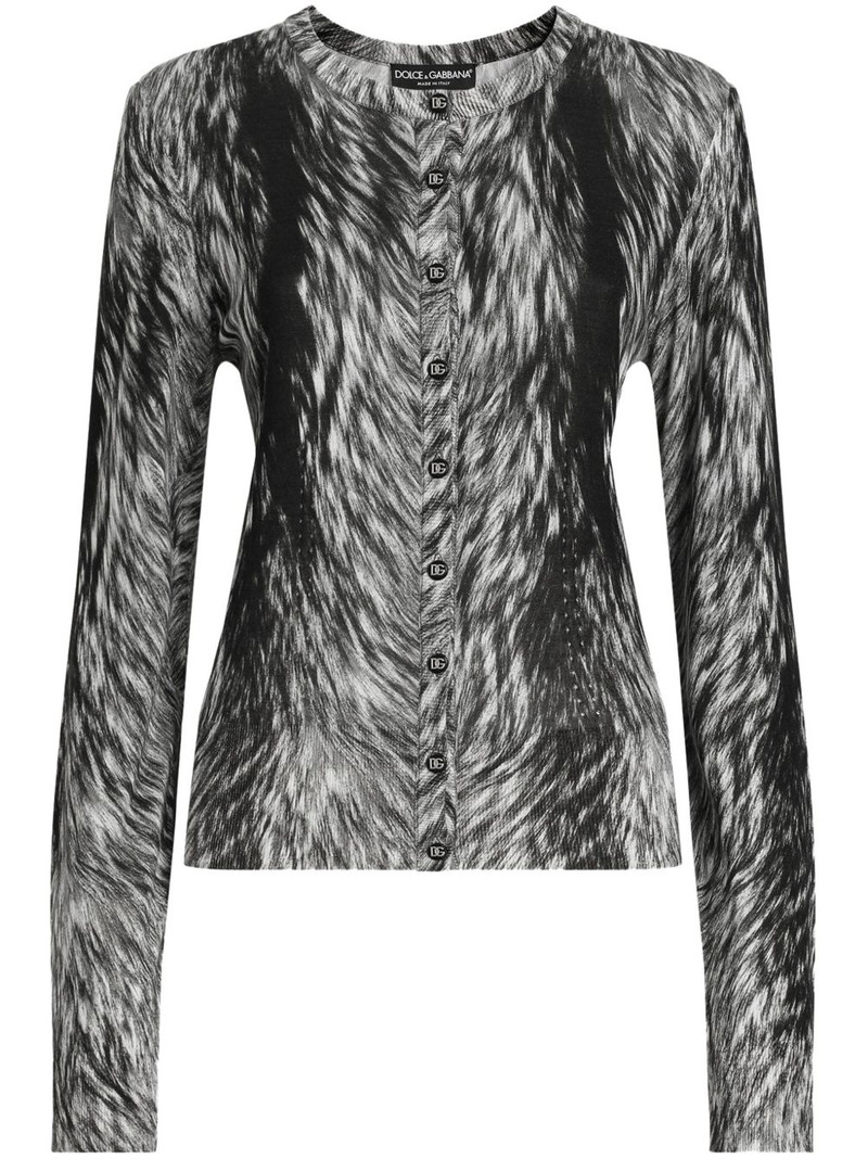 fur-print cardigan 1