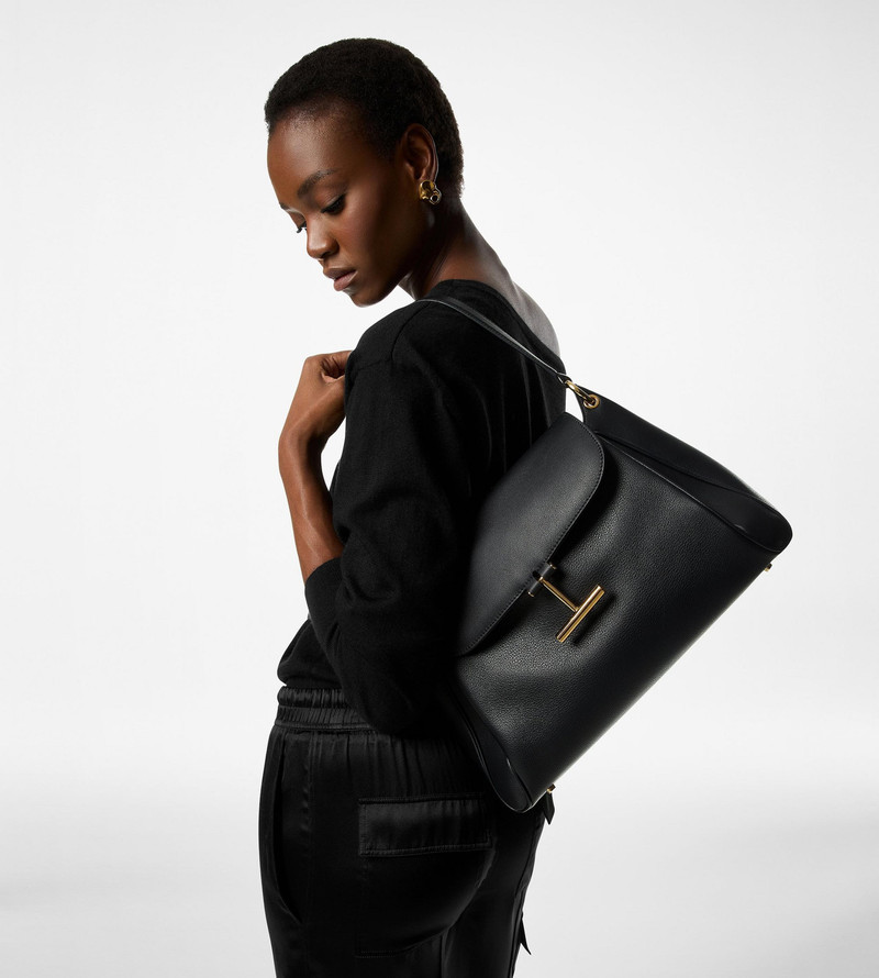 NATURAL GRAIN LEATHER TARA MEDIUM SHOULDER BAG 5