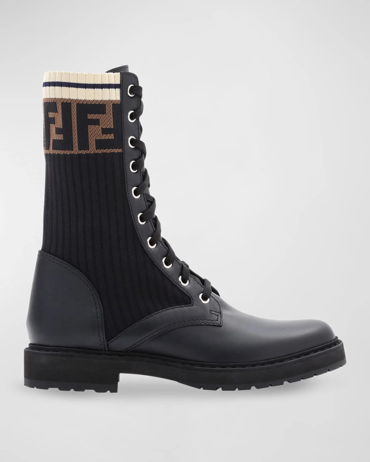 Leather Combat Boot with FF Cuff - 1