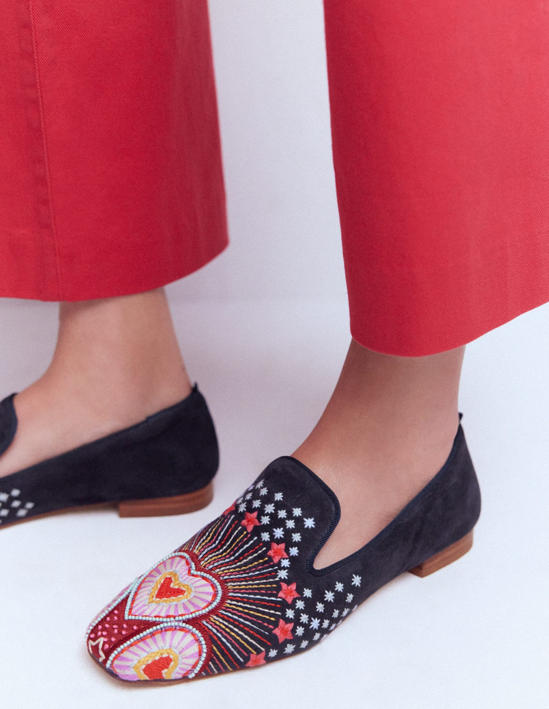BODEN Slipper Cut Loafers-Navy outlook