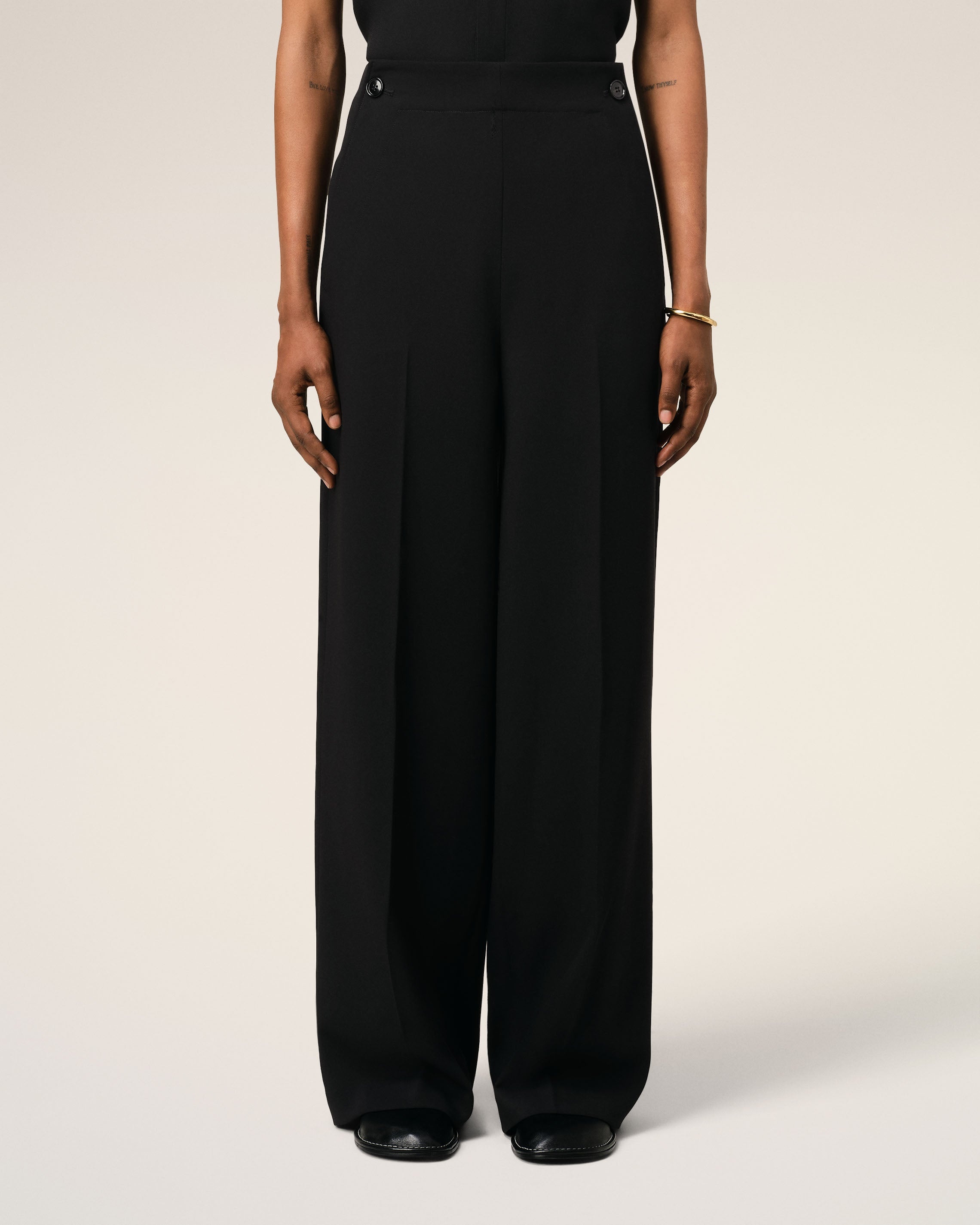 BLACK WOOL SAILOR TROUSERS - 3