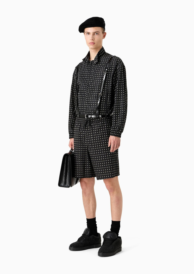 EMPORIO ARMANI ASV Lyocell-blend drawstring Bermuda shorts with all-over print outlook