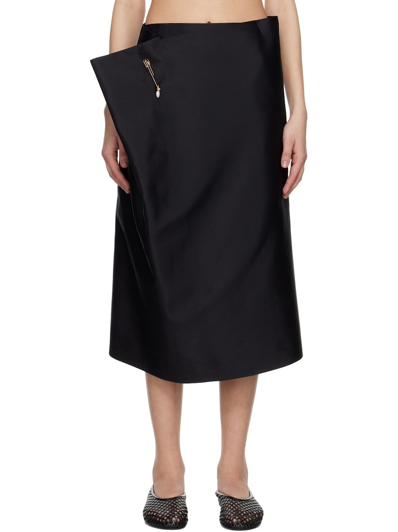 Black Layered Midi Skirt - 1