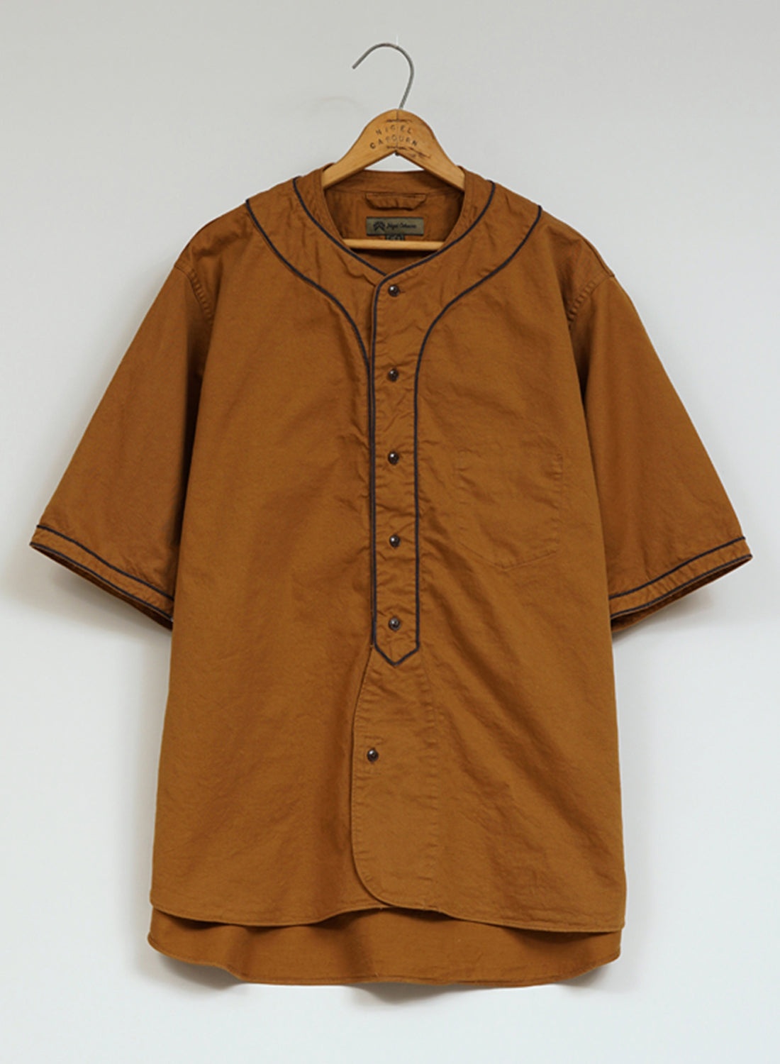 トップス NigelCabourn BASEBALL SHIRT SHORT SLEEVE Nigel Cabourn Baseball Shirt Short Sleeve Type 2 in Brown