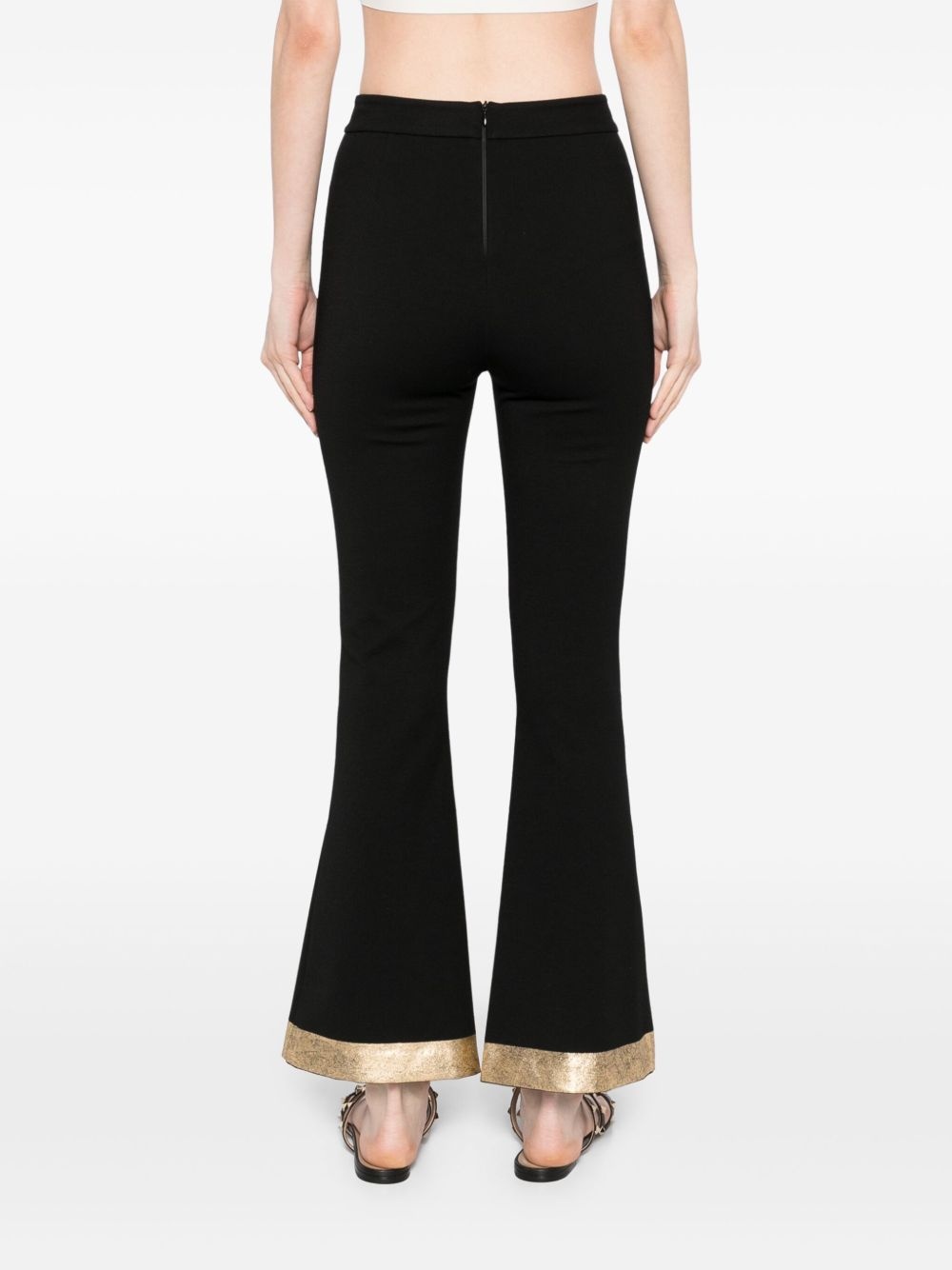 gold-hem flared trousers - 4