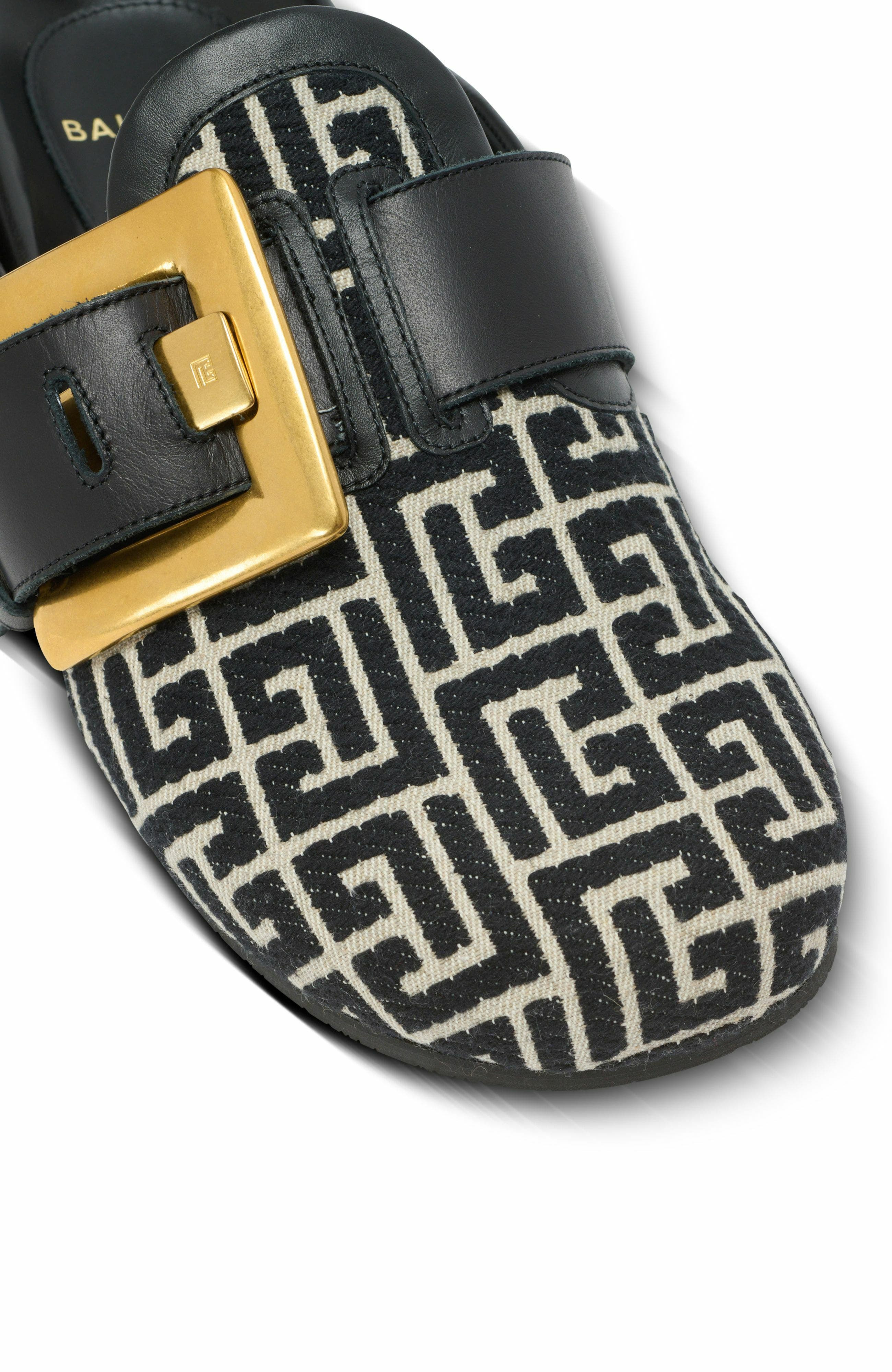 Balmain Anthem Mules In Jacquard Canvas With Pb Monogram in Black at Nordstrom - 6