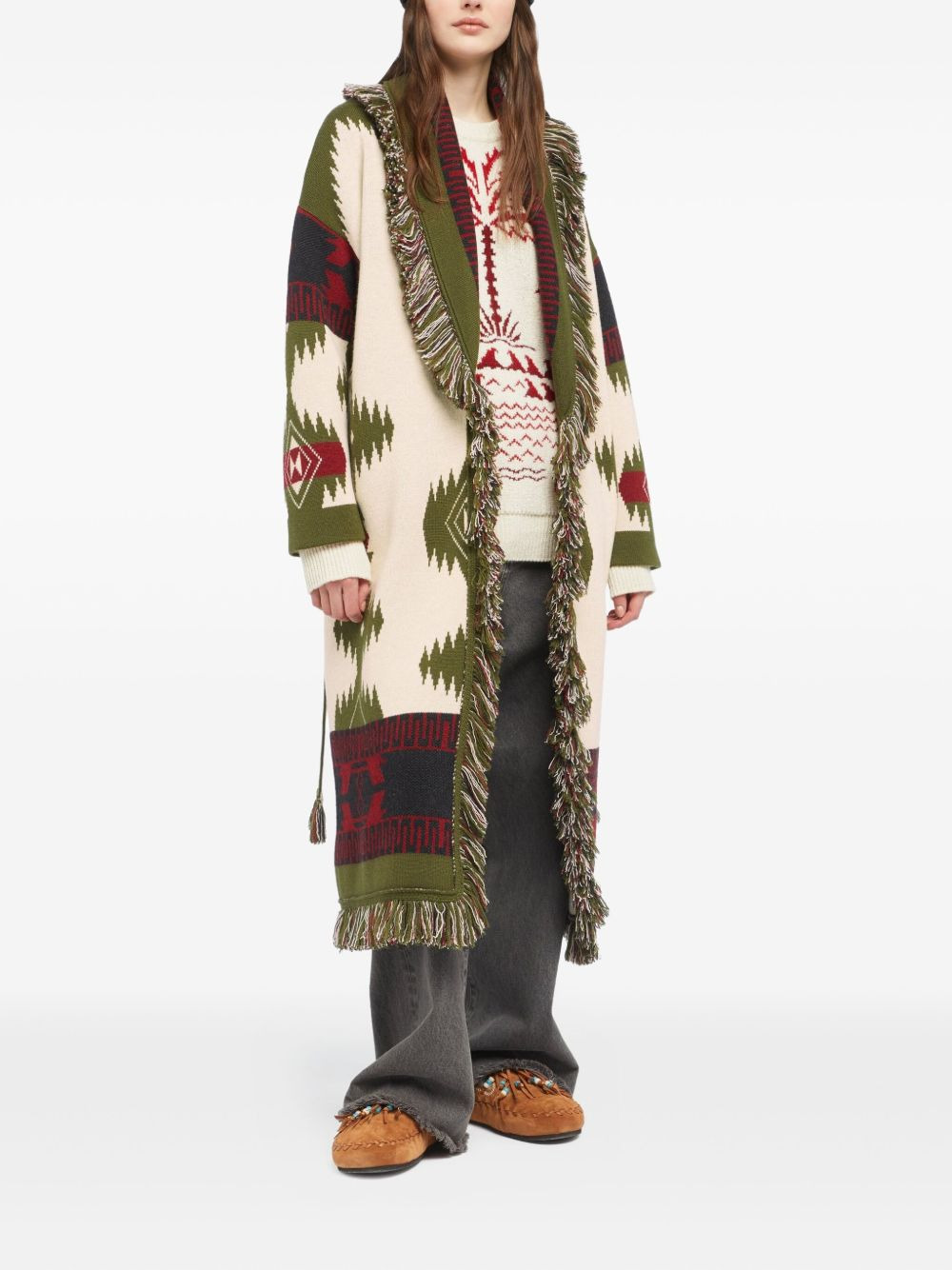 Icon jacquard fringed coat - 2