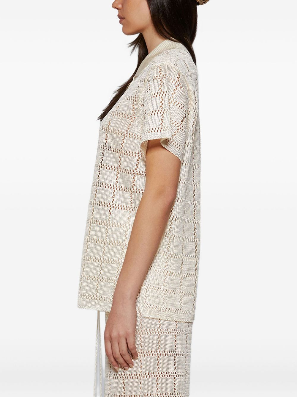 grid-pattern short-sleeve shirt - 4