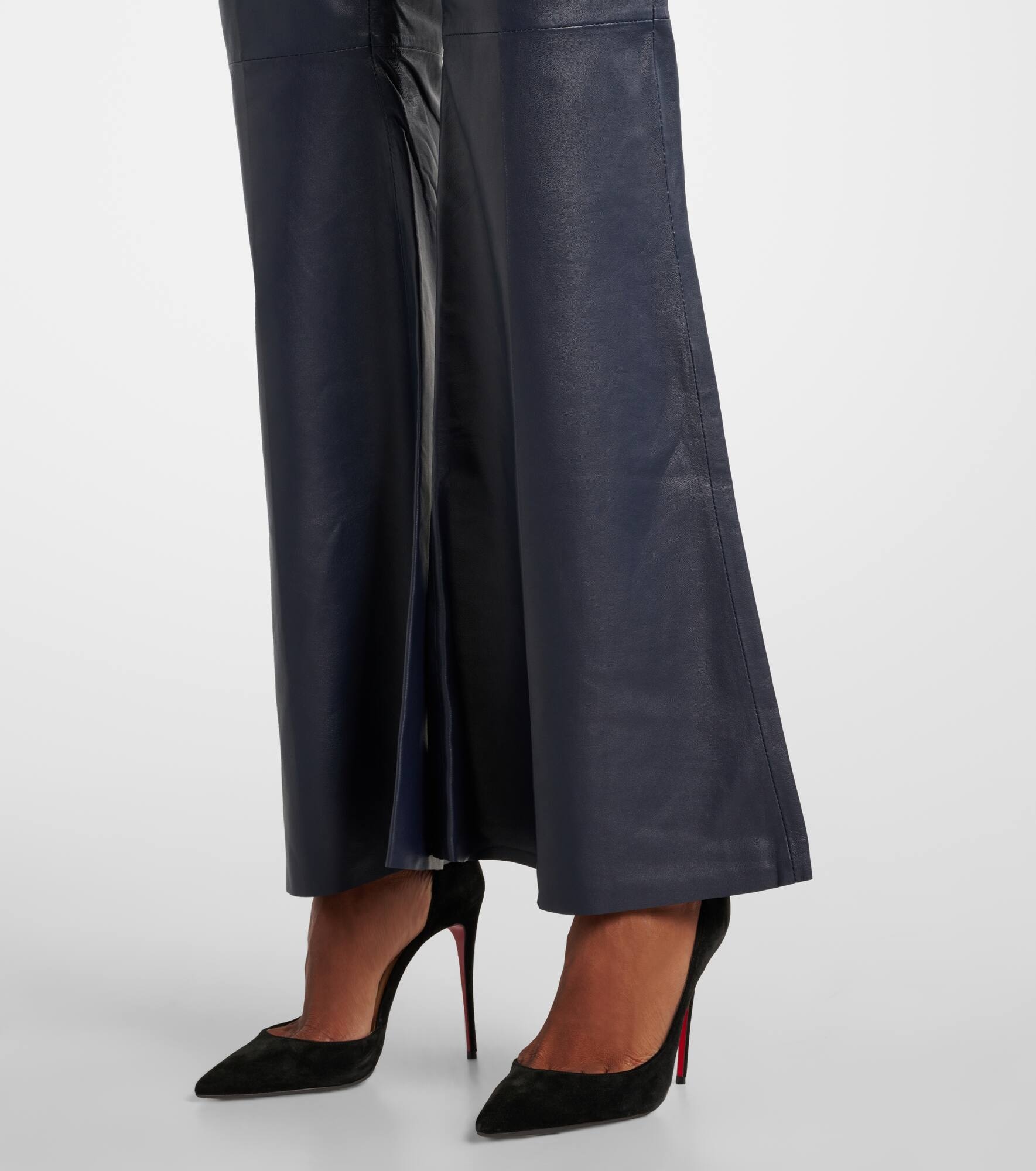 High-rise leather flared pants - 5