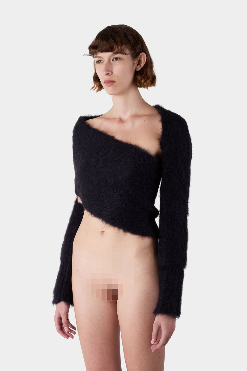 HAIRY KNIT WRAPPED TOP / dark navy 1