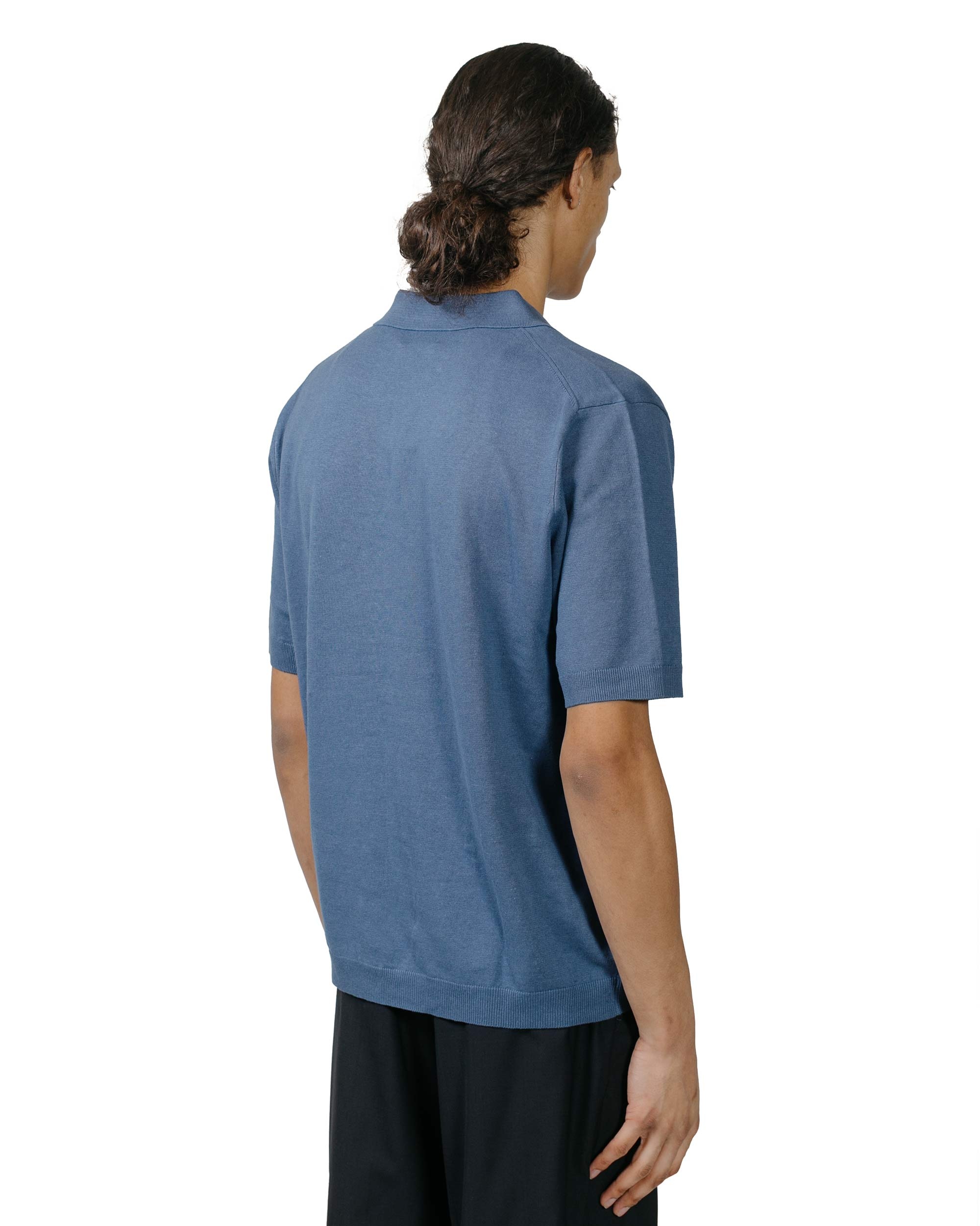 Leif Cotton Linen Polo Calcite Blue - 3