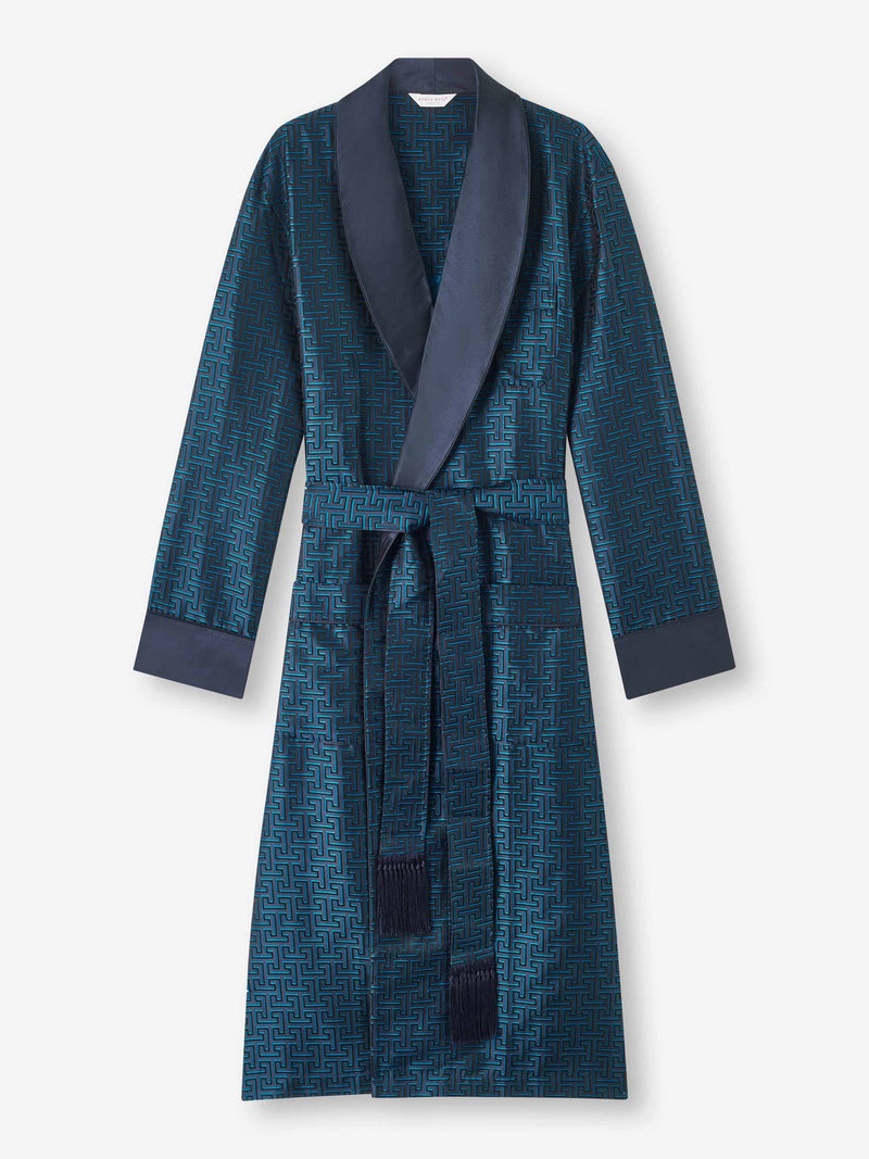 Men's Robe Verona 68 Silk Jacquard Navy - 1