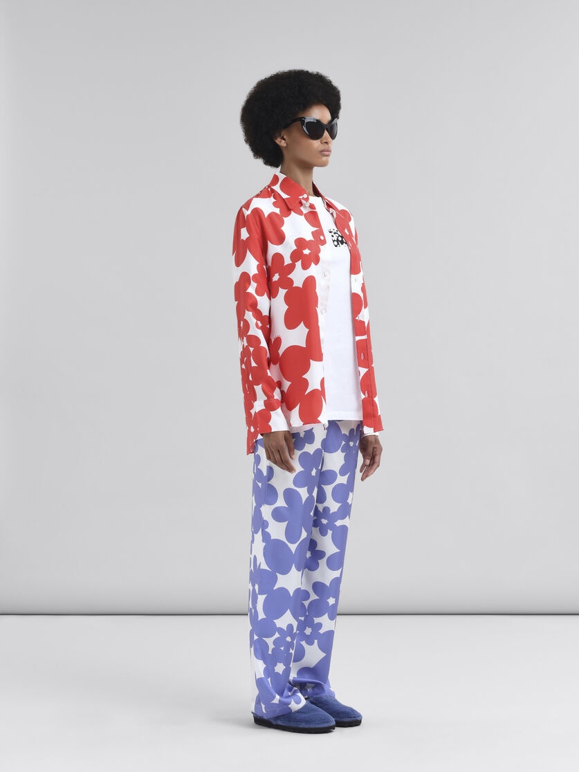 SILK SHIRT WITH RED AND WHITE DILLIES PRINT - 5