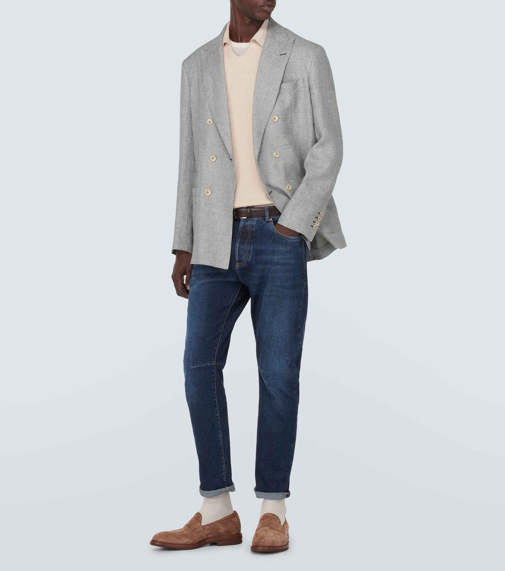 Houndstooth linen blazer - 2