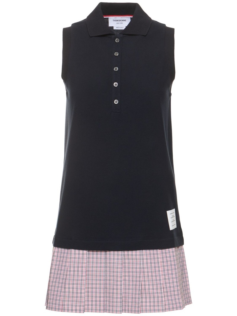 Check print cotton mini polo dress - 1
