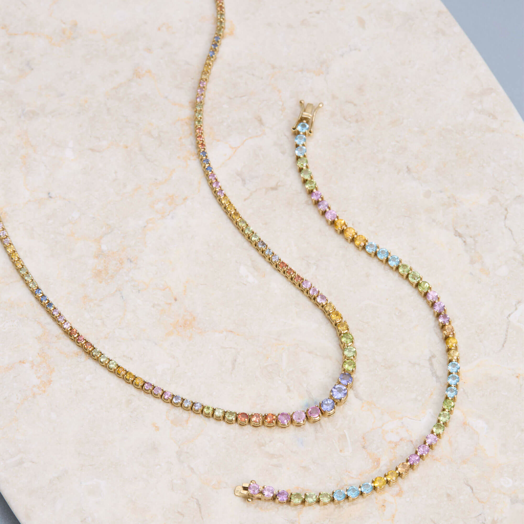 Rainbow Bright Tennis Necklace - 7