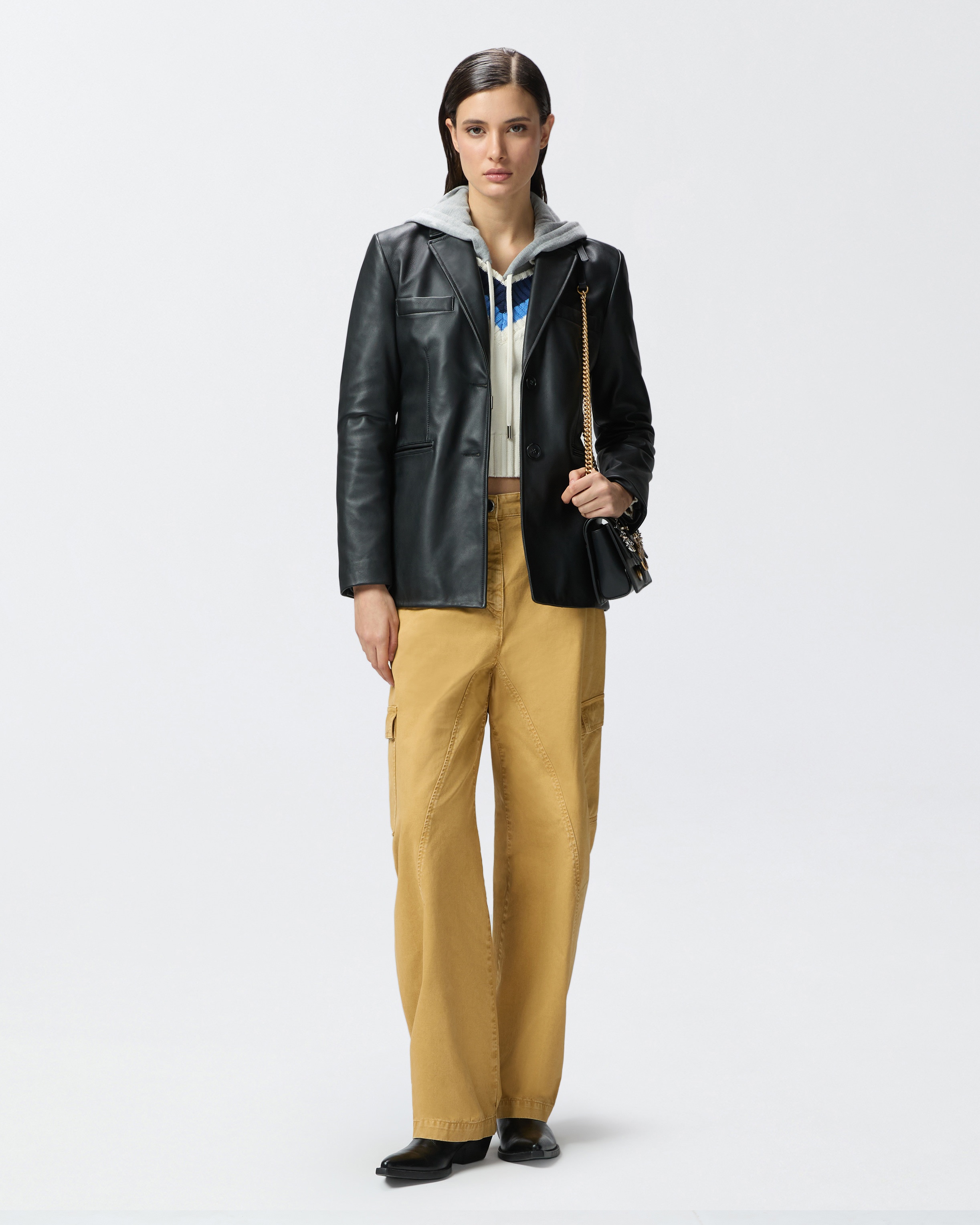 SINGLE-BREASTED NAPPA LEATHER BLAZER - 3